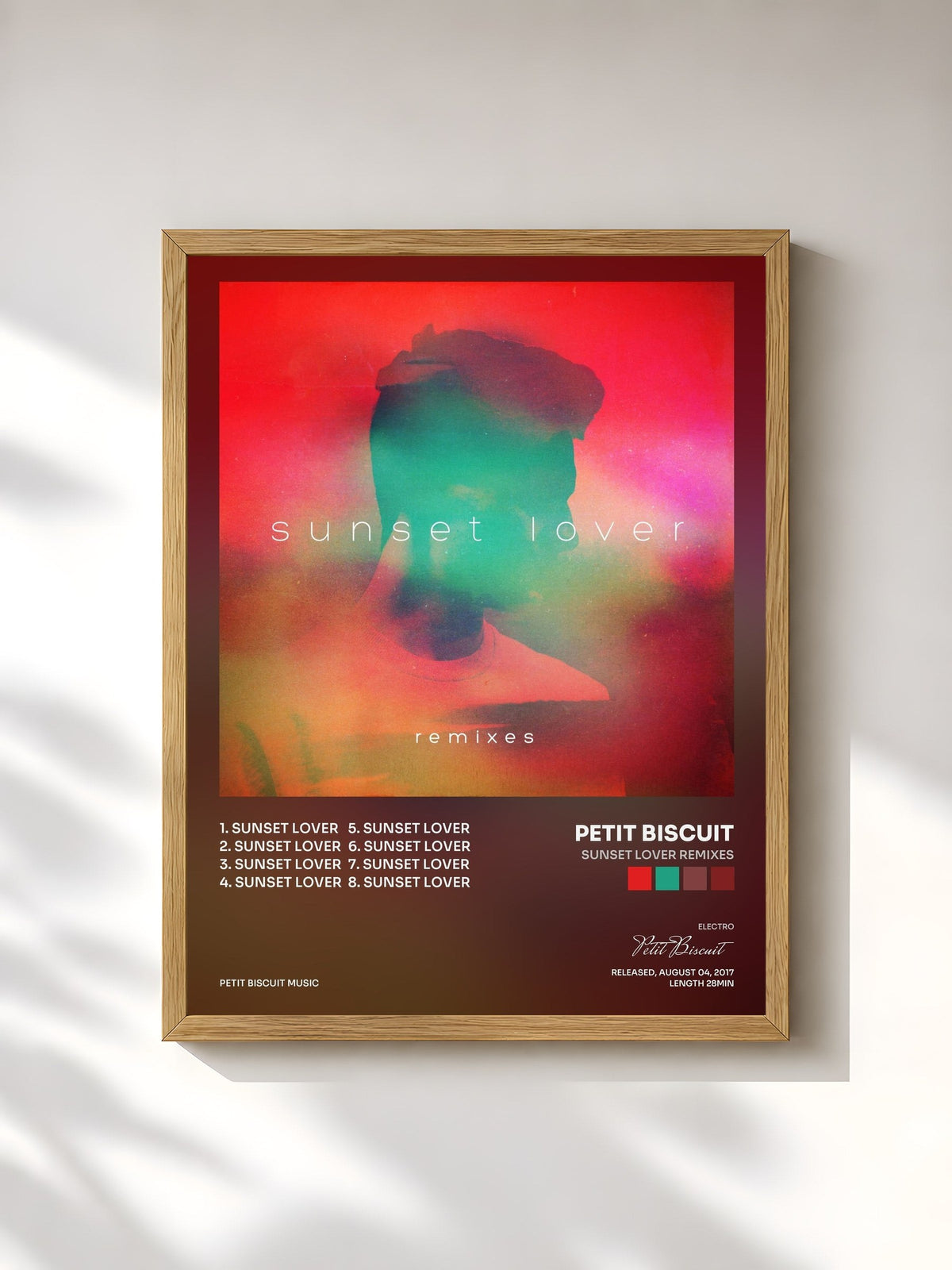 #bois Tableau de l'album Sunset Lover Remixes de Petit Biscuit, cadre en bois brut, imprimé et encadré en France