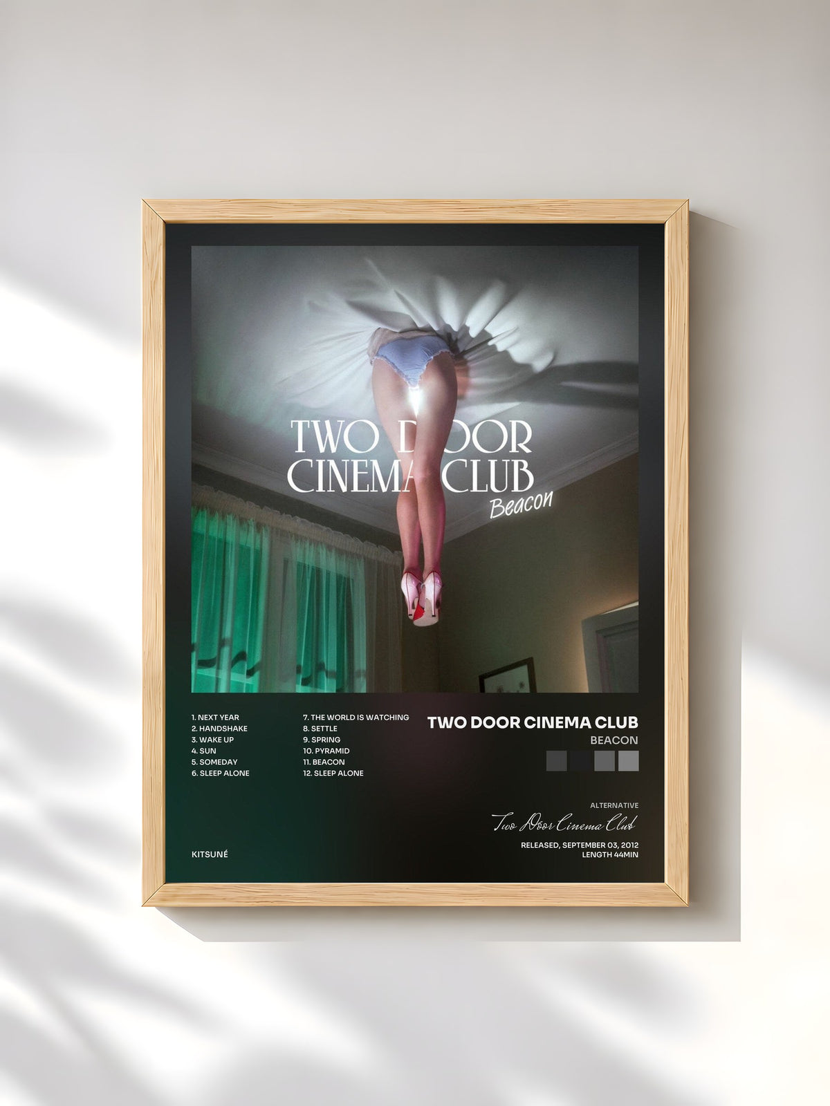 #bois Tableau de l'album Beacon de Two Door Cinema Club, cadre en bois brut, imprimé et encadré en France