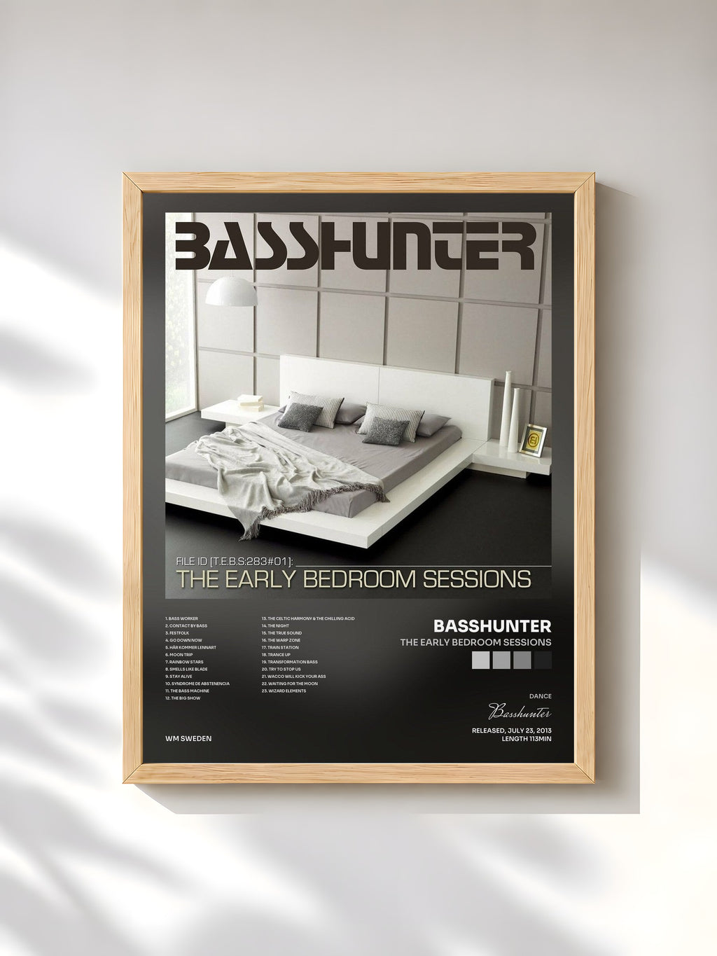 #bois Tableau de l'album The Early Bedroom Sessions de Basshunter, cadre en bois brut, imprimé et encadré en France