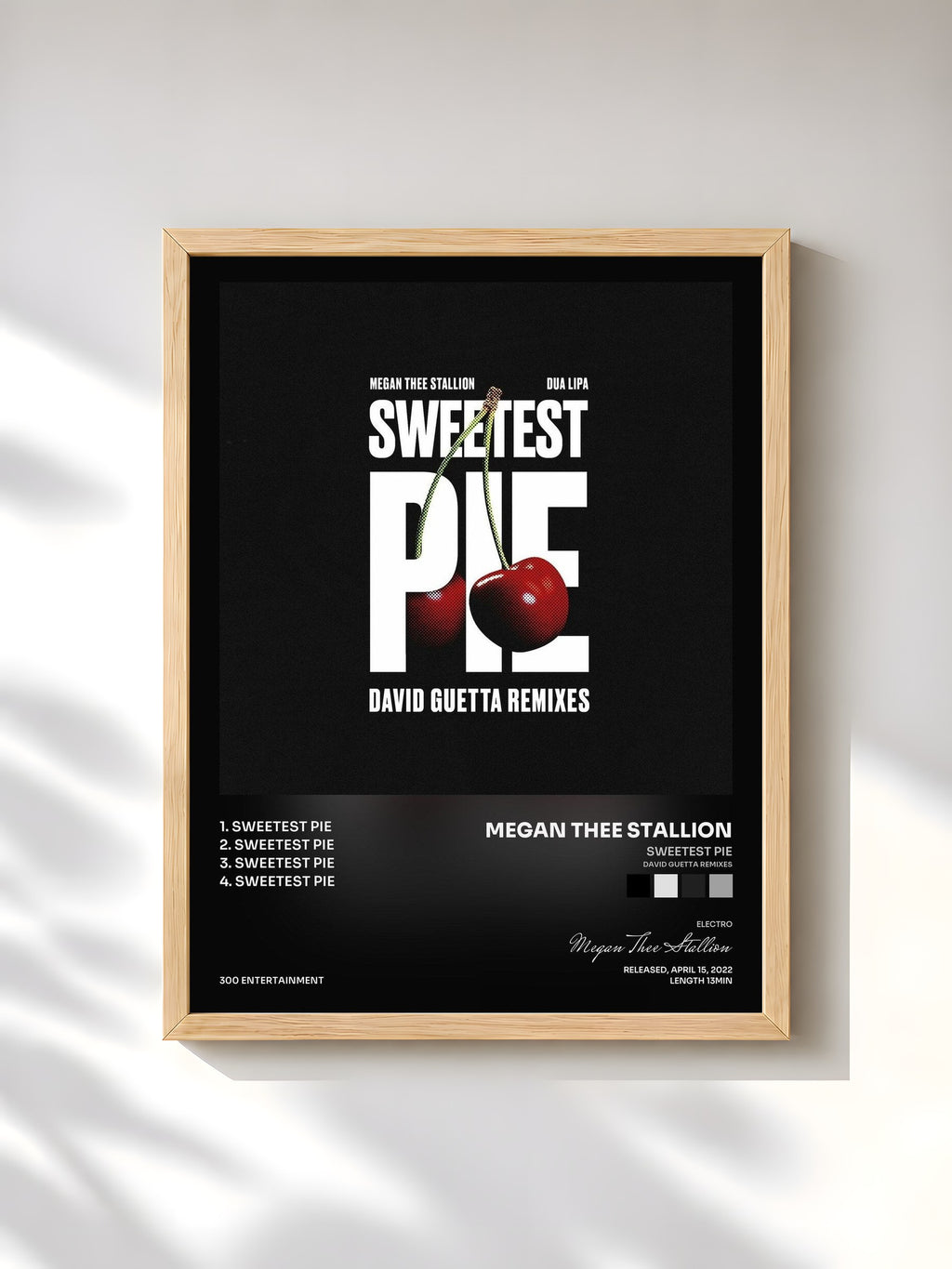 #bois Tableau de l'album Sweetest Pie (David Guetta Remixes) de Megan Thee Stallion, cadre en bois brut, imprimé et encadré en France