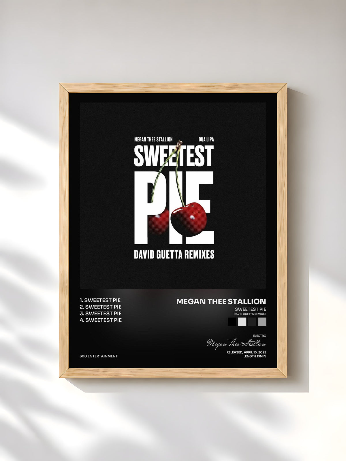 #bois Tableau de l'album Sweetest Pie (David Guetta Remixes) de Megan Thee Stallion, cadre en bois brut, imprimé et encadré en France