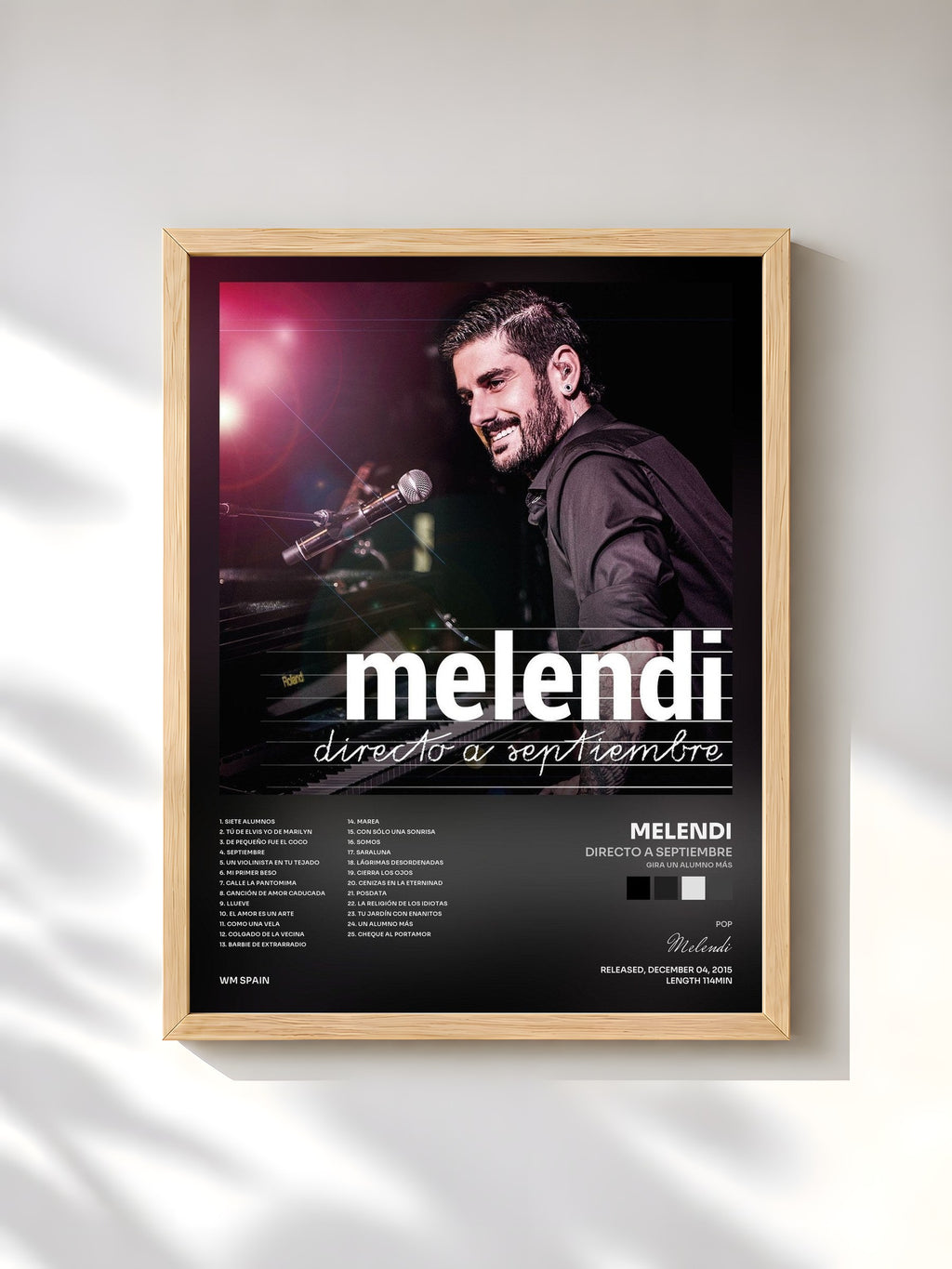 #bois Tableau de l'album Directo a Septiembre (Gira Un Alumno Más) de Melendi, cadre en bois brut, imprimé et encadré en France