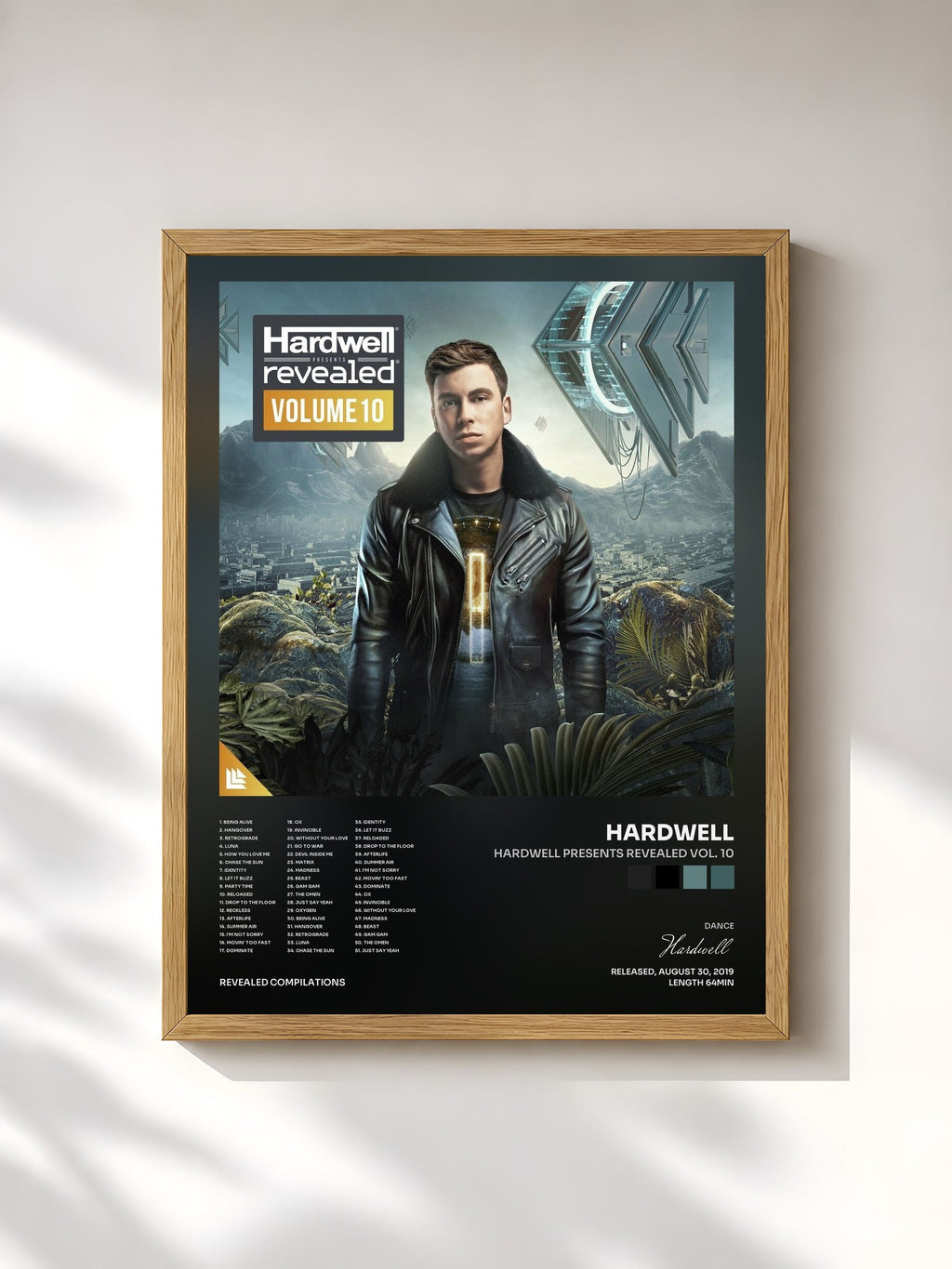 #bois Tableau de l'album Hardwell presents Revealed Vol. 10 de Hardwell, cadre en bois brut, imprimé et encadré en France
