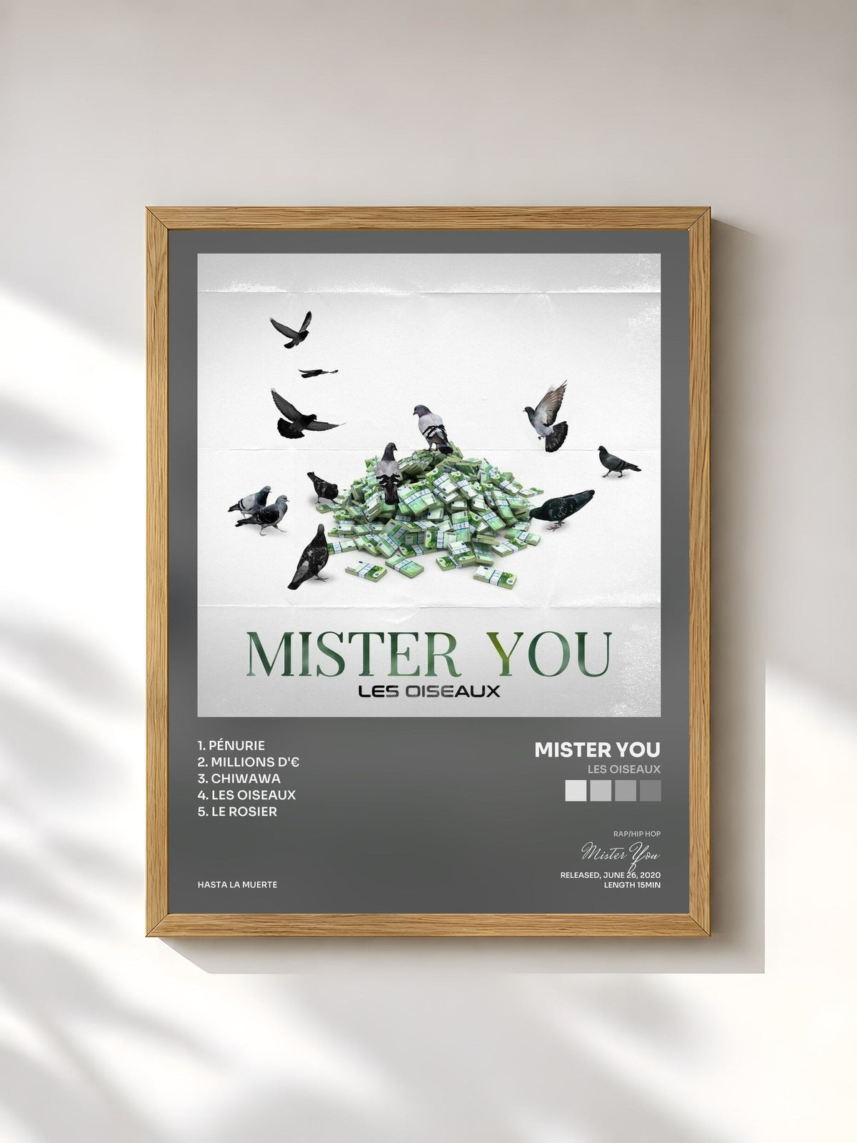 #bois Tableau de l'album Les oiseaux de Mister You, cadre en bois brut, imprimé et encadré en France