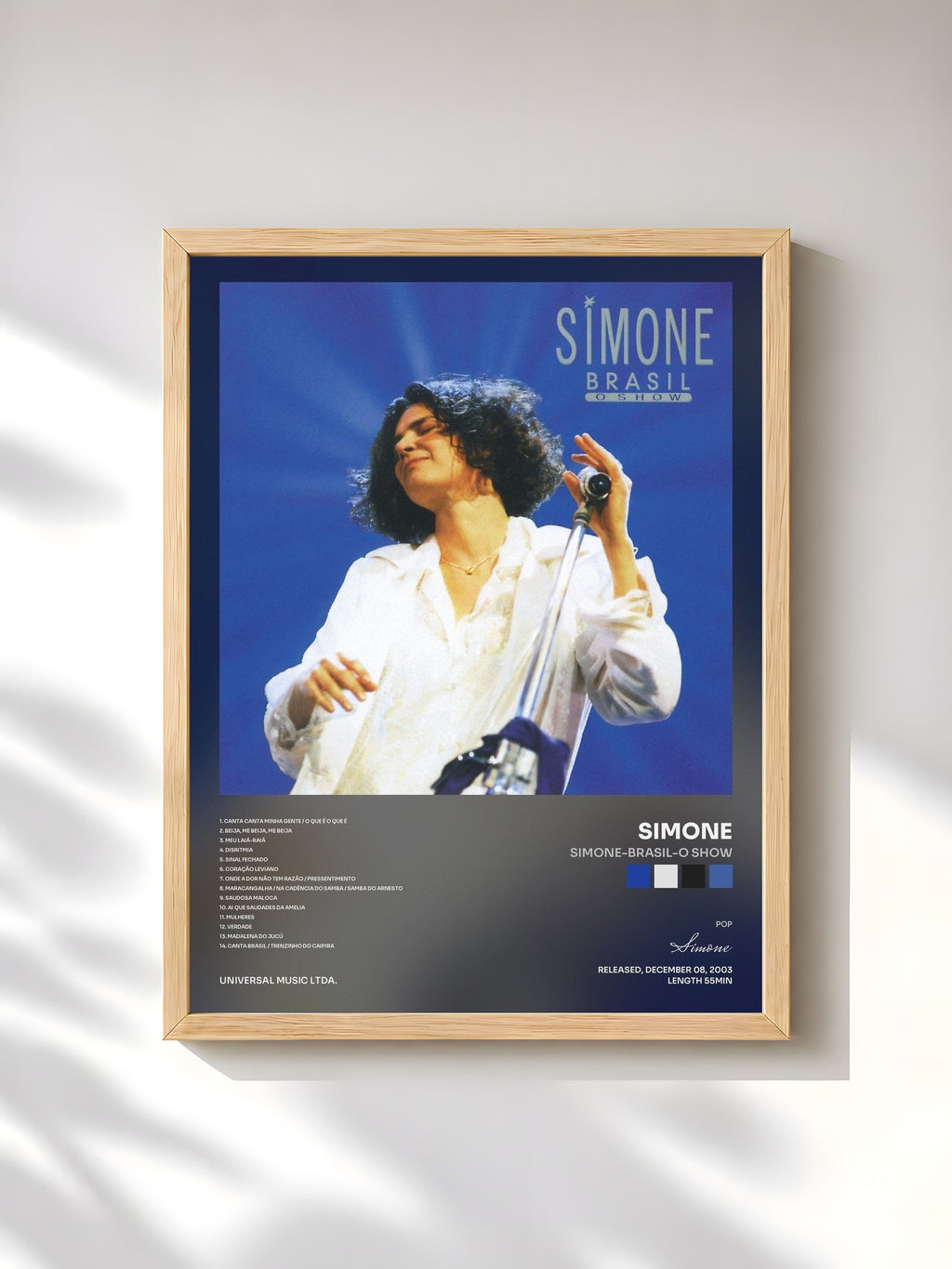 #bois Tableau de l'album Simone-Brasil-O Show de Simone, cadre en bois brut, imprimé et encadré en France