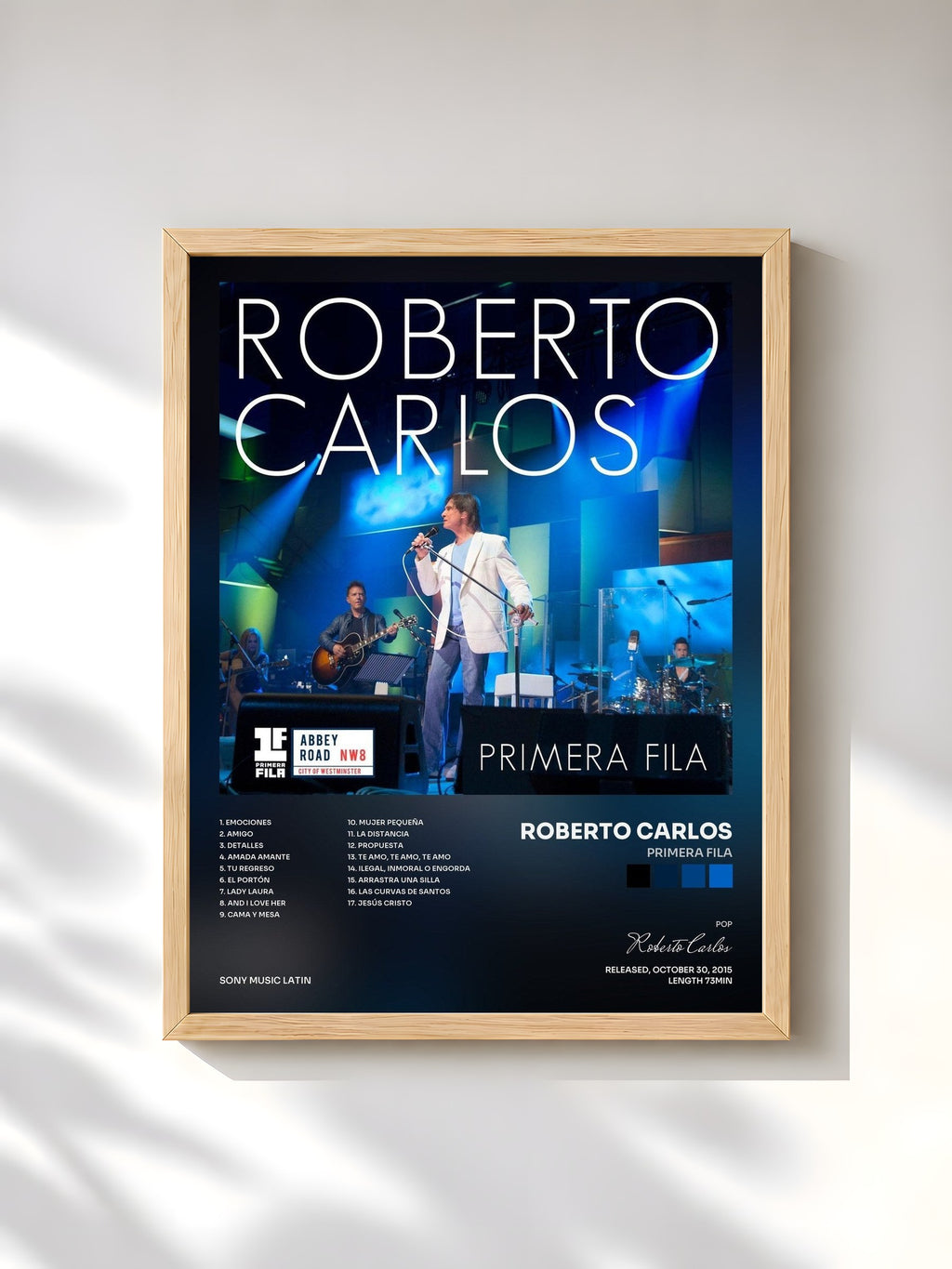 #bois Tableau de l'album Primera Fila de Roberto Carlos, cadre en bois brut, imprimé et encadré en France