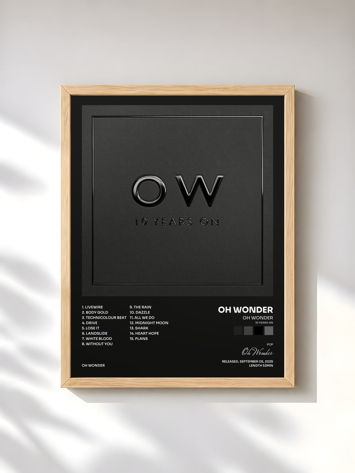 #bois Tableau de l'album Oh Wonder (10 Years On) de Oh Wonder, cadre en bois brut, imprimé et encadré en France