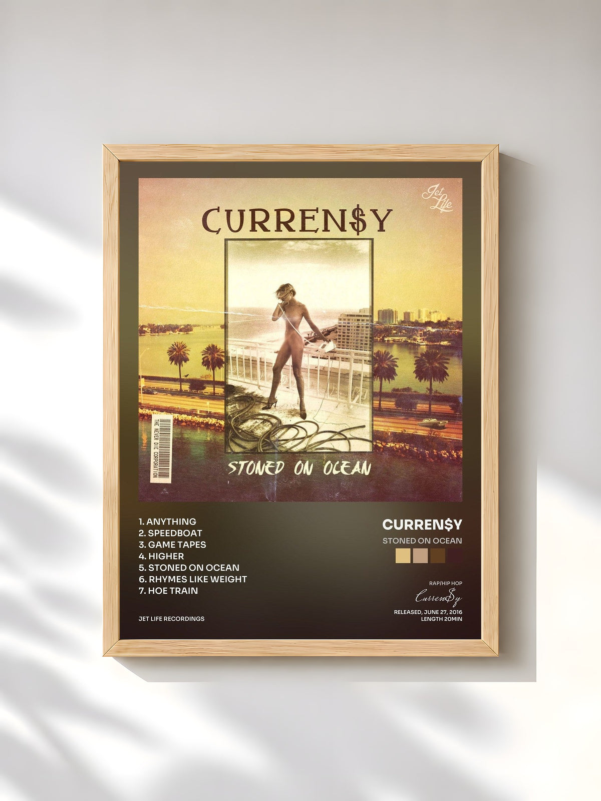 #bois Tableau de l'album Stoned On Ocean de Curren$y, cadre en bois brut, imprimé et encadré en France