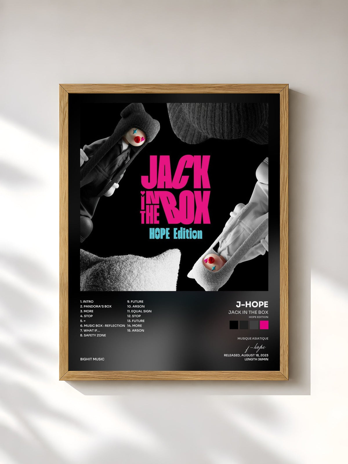 #bois Tableau de l'album Jack In The Box (HOPE Edition) de j-hope, cadre en bois brut, imprimé et encadré en France