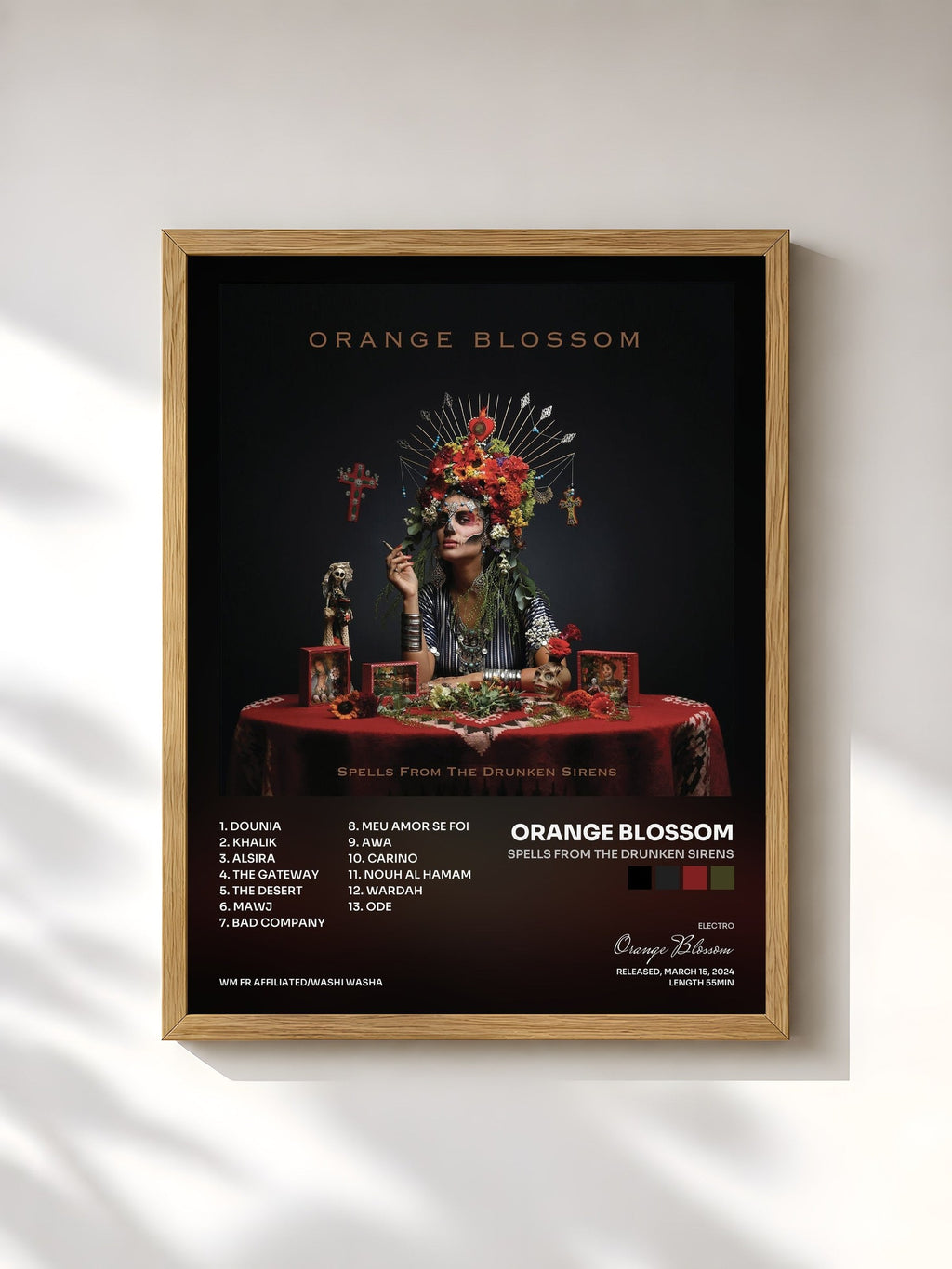 #bois Tableau de l'album Spells From the Drunken Sirens de Orange Blossom, cadre en bois brut, imprimé et encadré en France