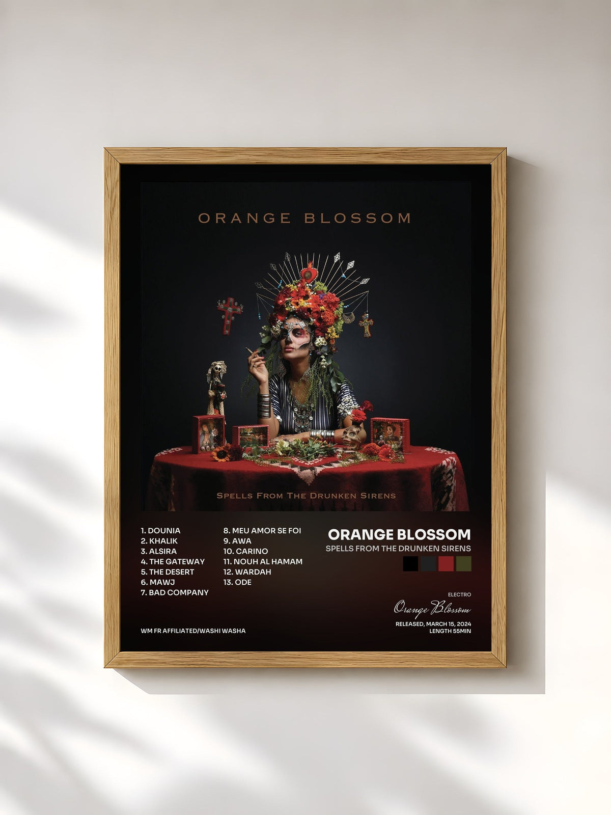 #bois Tableau de l'album Spells From the Drunken Sirens de Orange Blossom, cadre en bois brut, imprimé et encadré en France