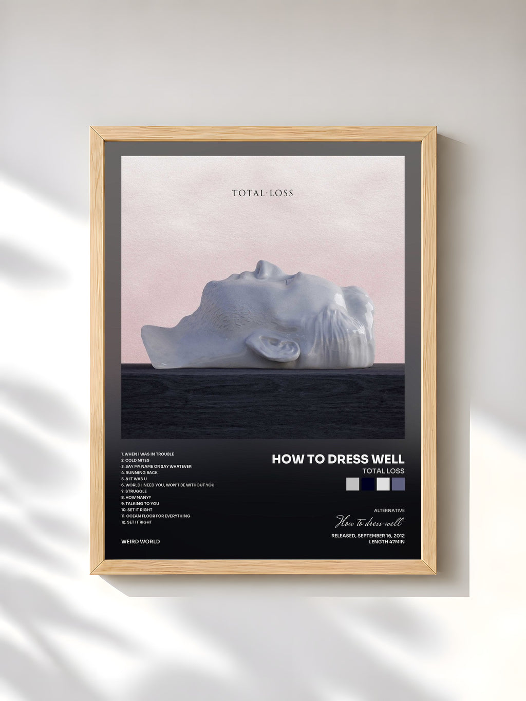 #bois Tableau de l'album Total Loss de How to dress well, cadre en bois brut, imprimé et encadré en France