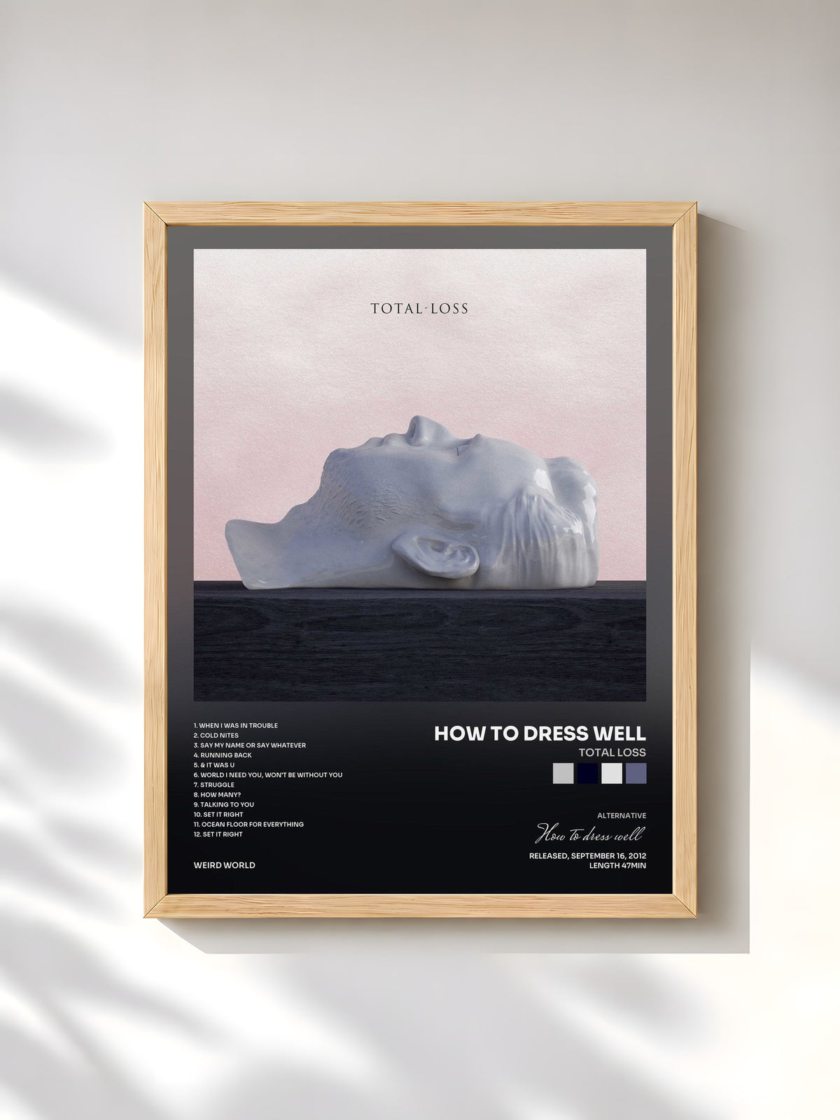 #bois Tableau de l'album Total Loss de How to dress well, cadre en bois brut, imprimé et encadré en France