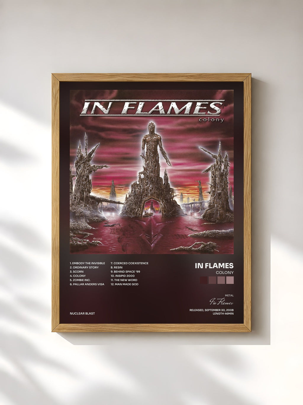 #bois Tableau de l'album Colony de In Flames, cadre en bois brut, imprimé et encadré en France