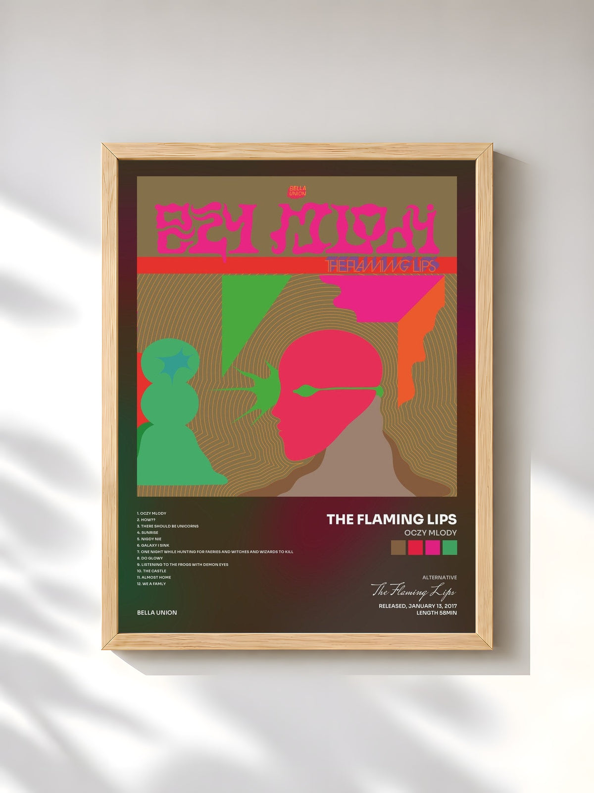 #bois Tableau de l'album Oczy Mlody de The Flaming Lips, cadre en bois brut, imprimé et encadré en France