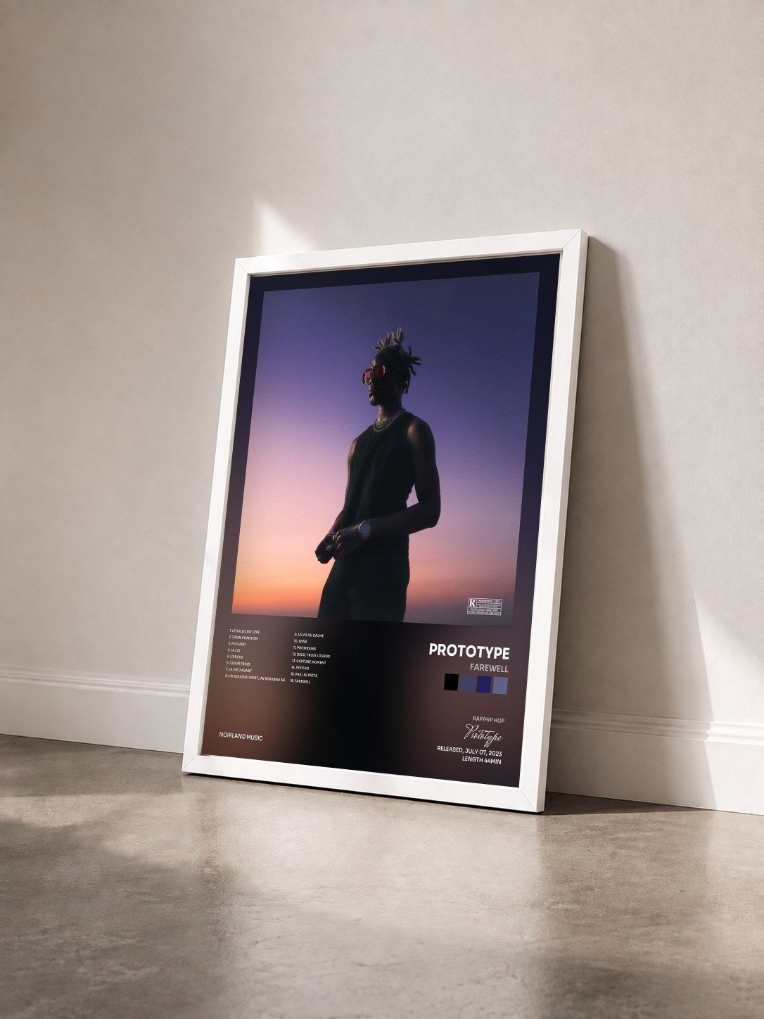 #blanc Tableau de l'album FAREWELL de Prototype vu de trois quarts, cadre blanc