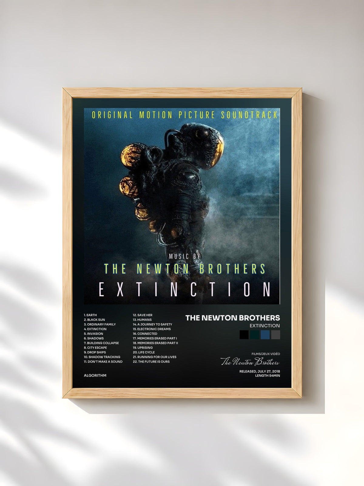 #bois Tableau de l'album Extinction de The Newton Brothers, cadre en bois brut, imprimé et encadré en France