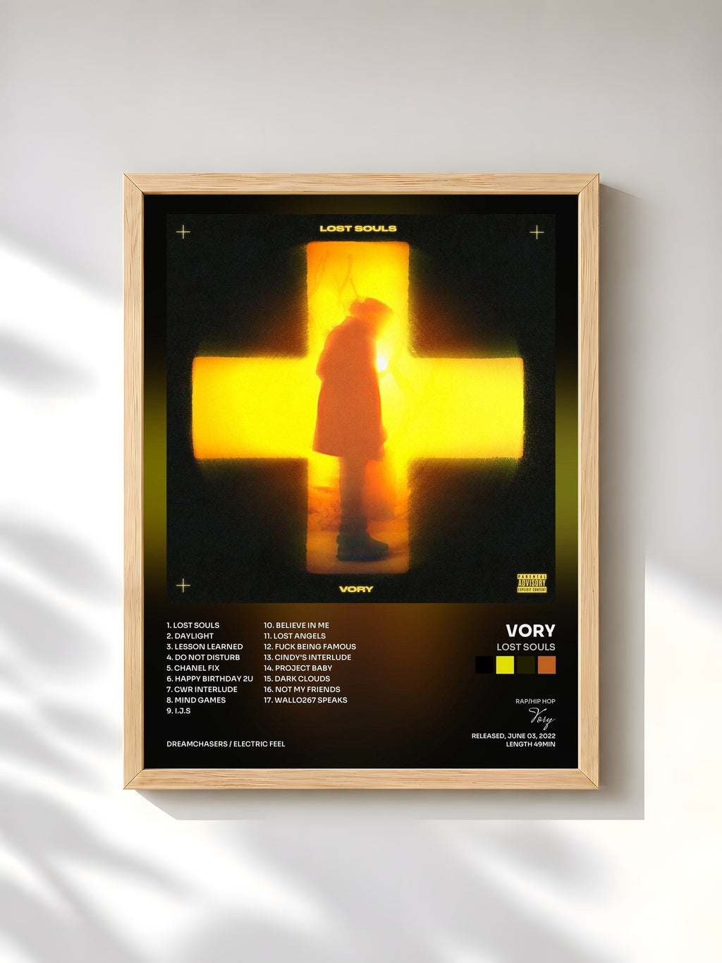 #bois Tableau de l'album Lost Souls de Vory, cadre en bois brut, imprimé et encadré en France