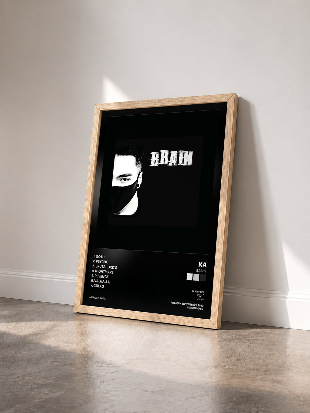 #bois Tableau de l'album Brain de Ka vu de trois quarts, cadre en bois brut