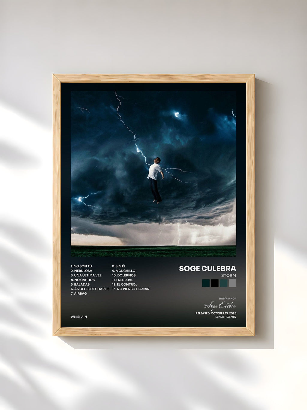 #bois Tableau de l'album STORM de Soge Culebra, cadre en bois brut, imprimé et encadré en France
