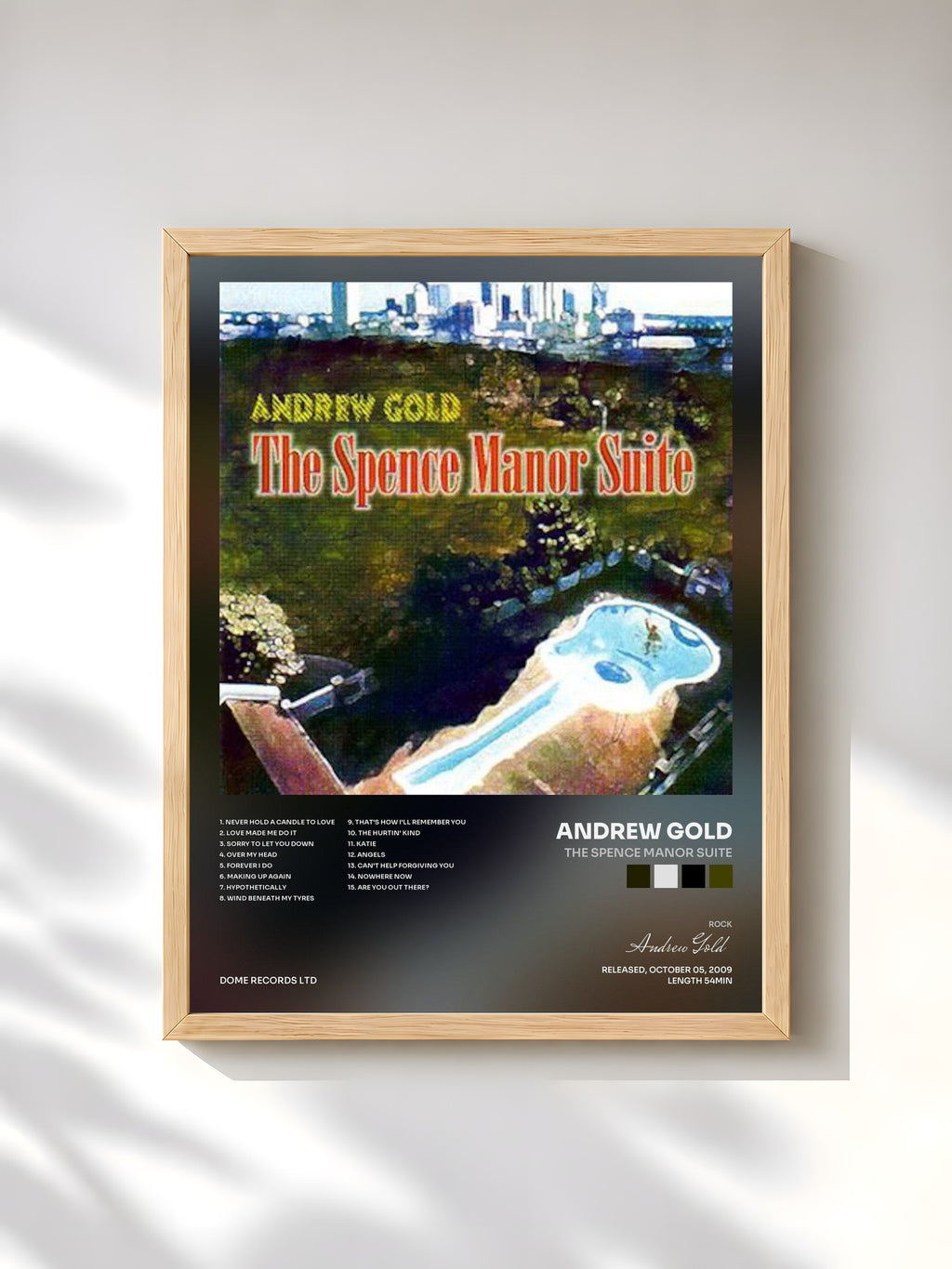 #bois Tableau de l'album The Spence Manor Suite de Andrew Gold, cadre en bois brut, imprimé et encadré en France