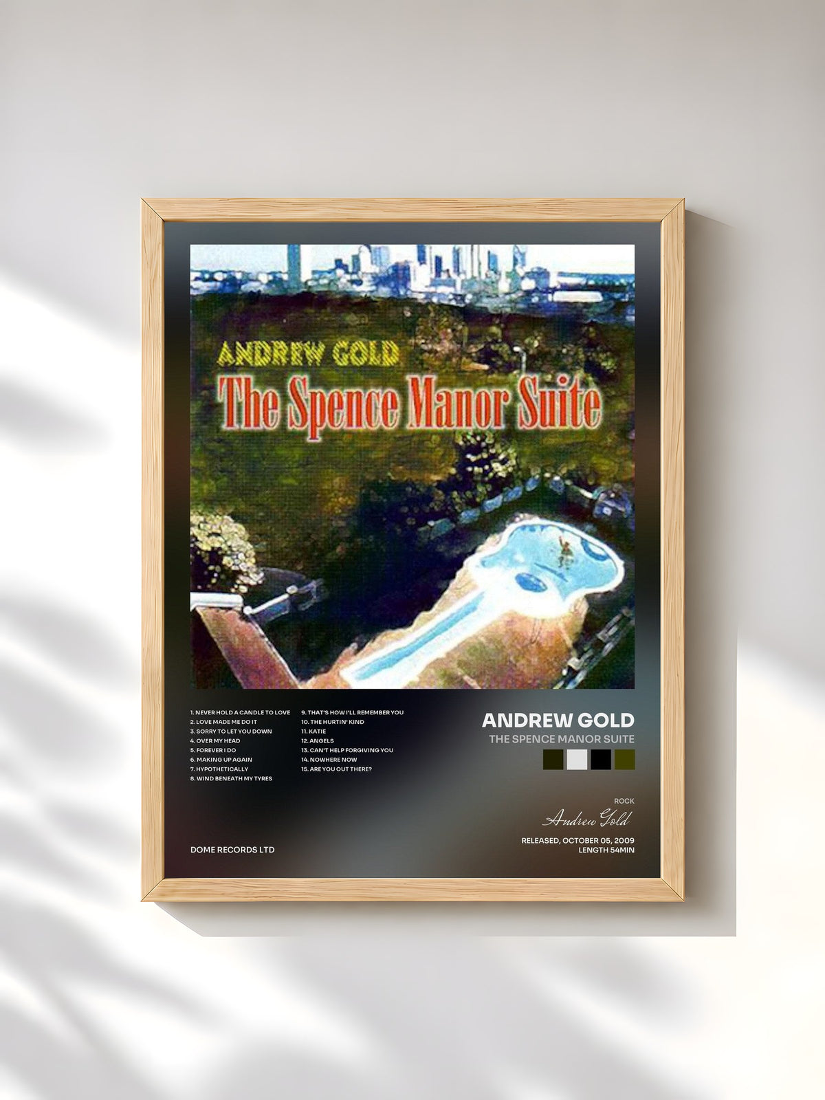 #bois Tableau de l'album The Spence Manor Suite de Andrew Gold, cadre en bois brut, imprimé et encadré en France