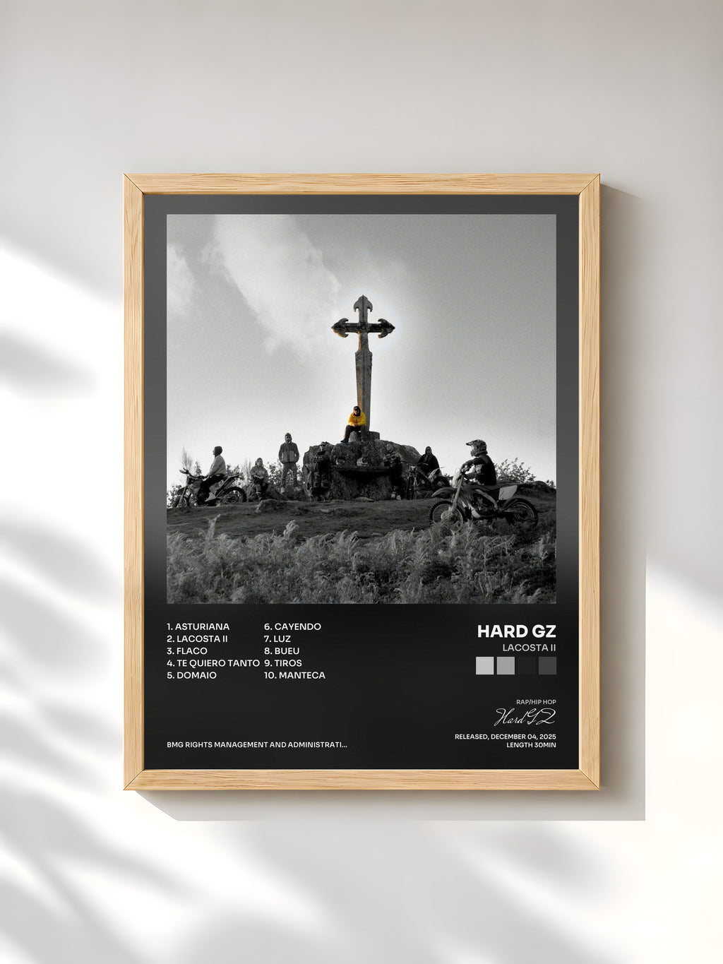 #bois Tableau de l'album LACOSTA II de Hard GZ, cadre en bois brut, imprimé et encadré en France