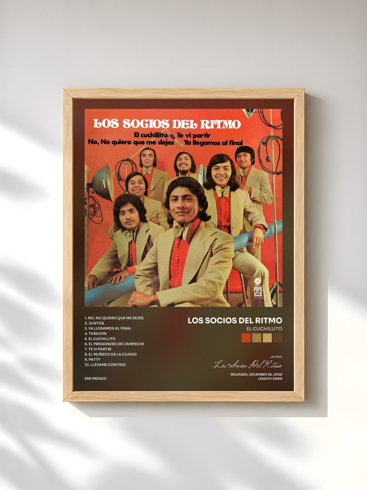 #bois Tableau de l'album El Cuchillito de Los Socios Del Ritmo, cadre en bois brut, imprimé et encadré en France