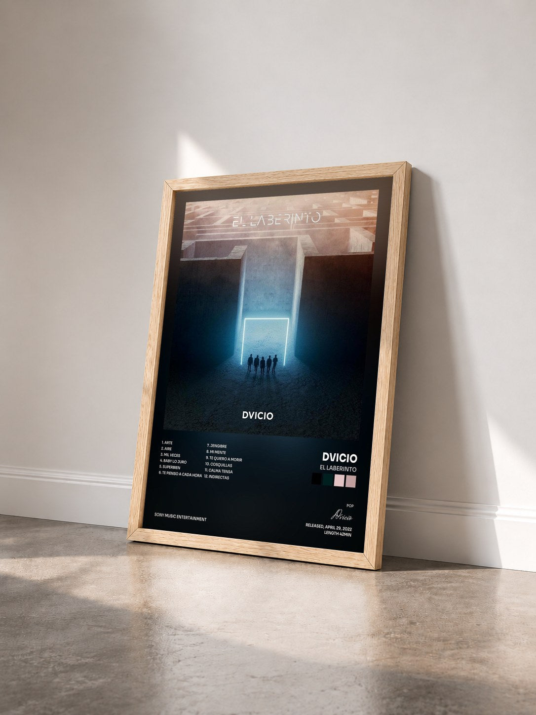 #bois Tableau de l'album EL LABERINTO de Dvicio vu de trois quarts, cadre en bois brut