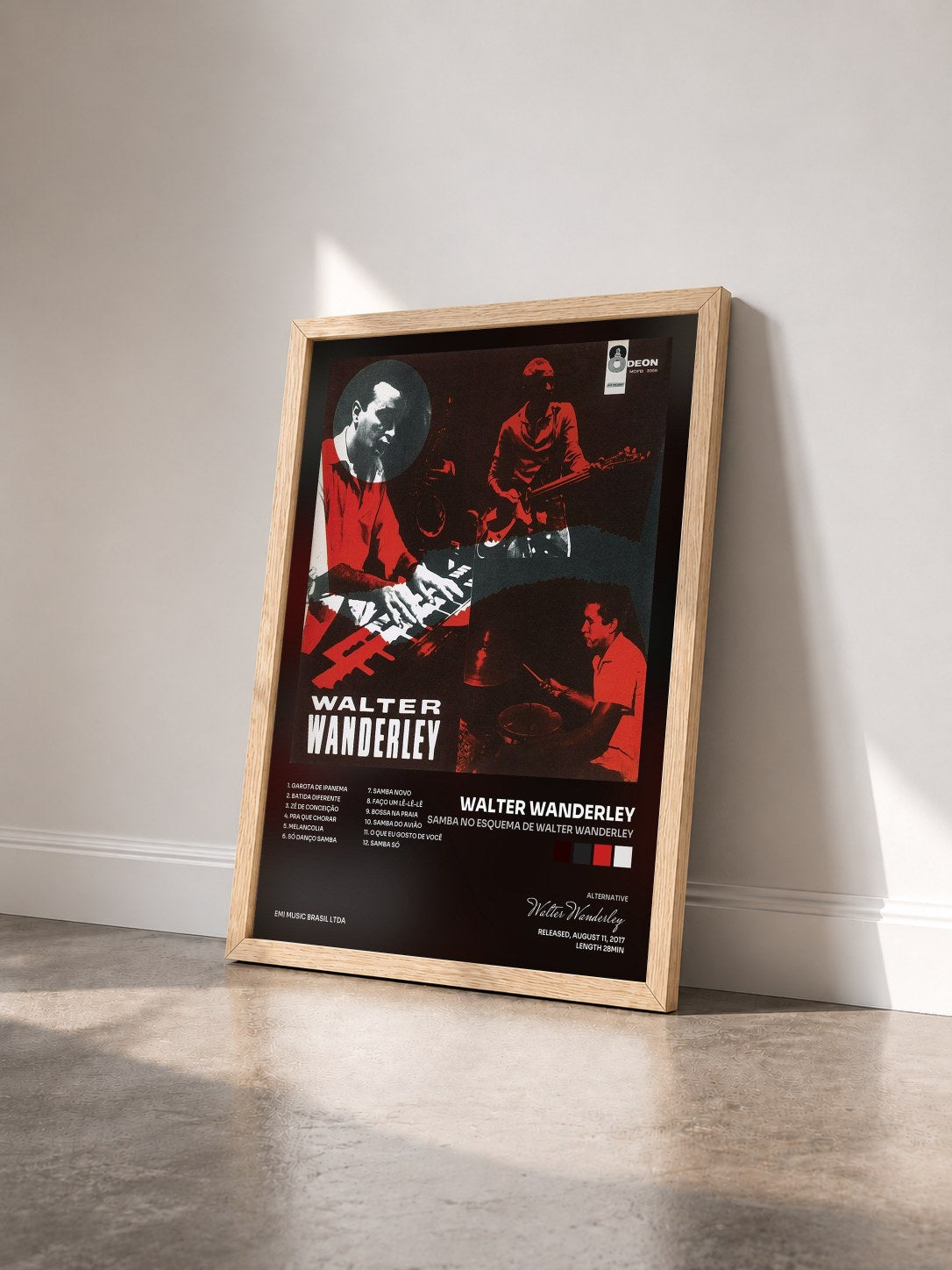 #bois Tableau de l'album Samba No Esquema De Walter Wanderley de Walter Wanderley vu de trois quarts, cadre en bois brut
