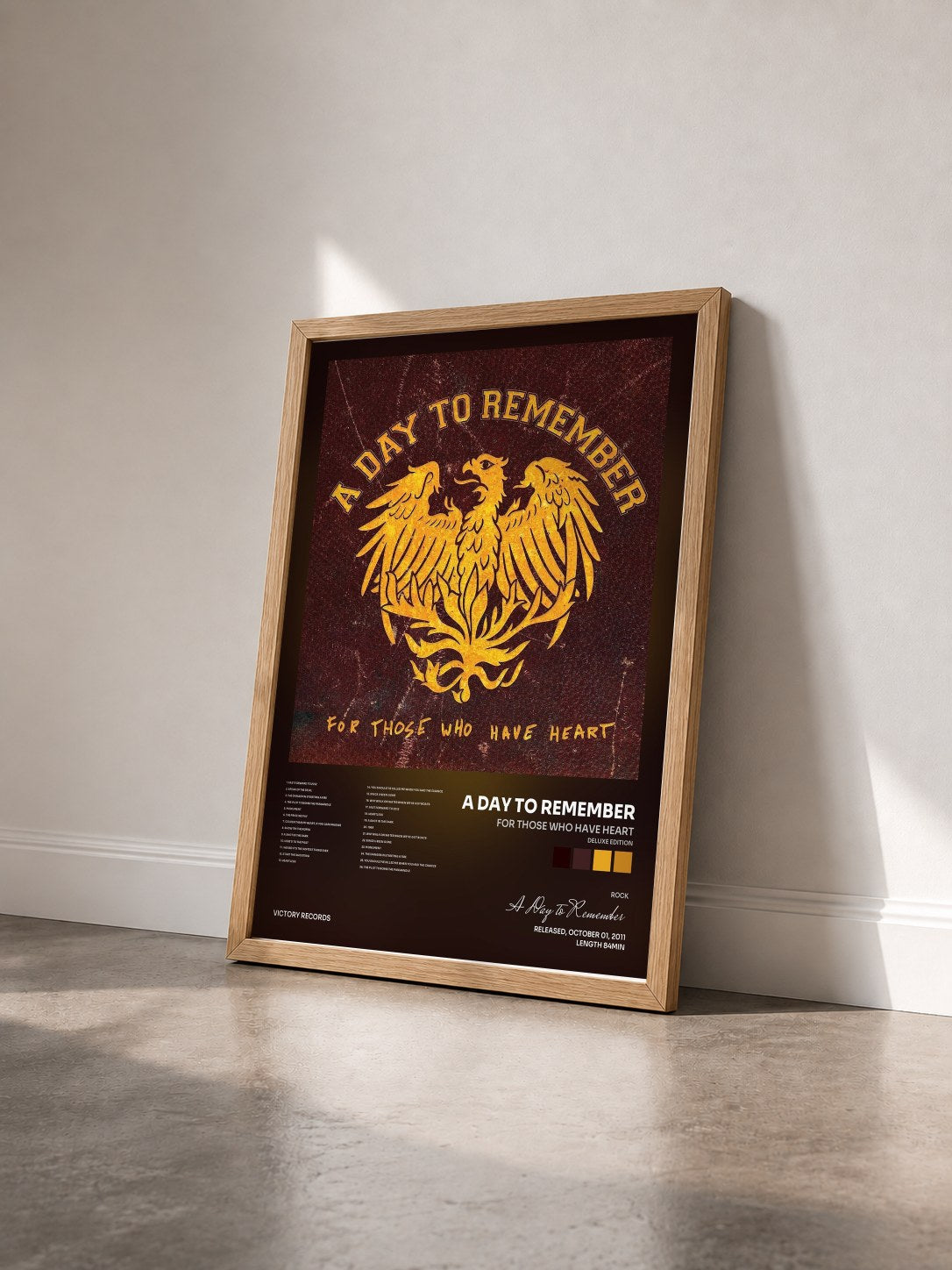 #bois Tableau de l'album For Those Who Have Heart (Deluxe Edition) de A Day to Remember vu de trois quarts, cadre en bois brut