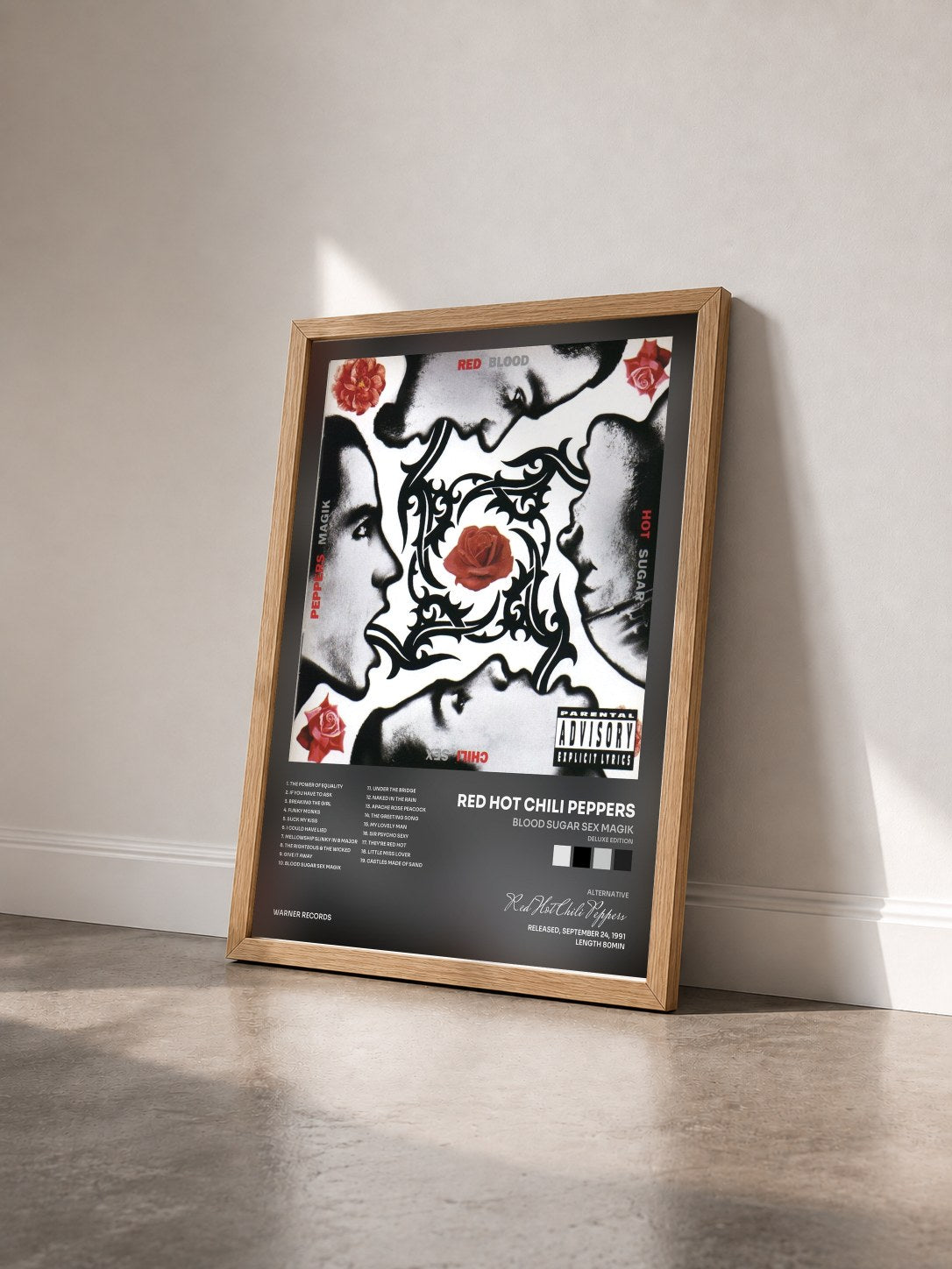 #bois Tableau de l'album Blood Sugar Sex Magik (Deluxe Edition) de Red Hot Chili Peppers vu de trois quarts, cadre en bois brut