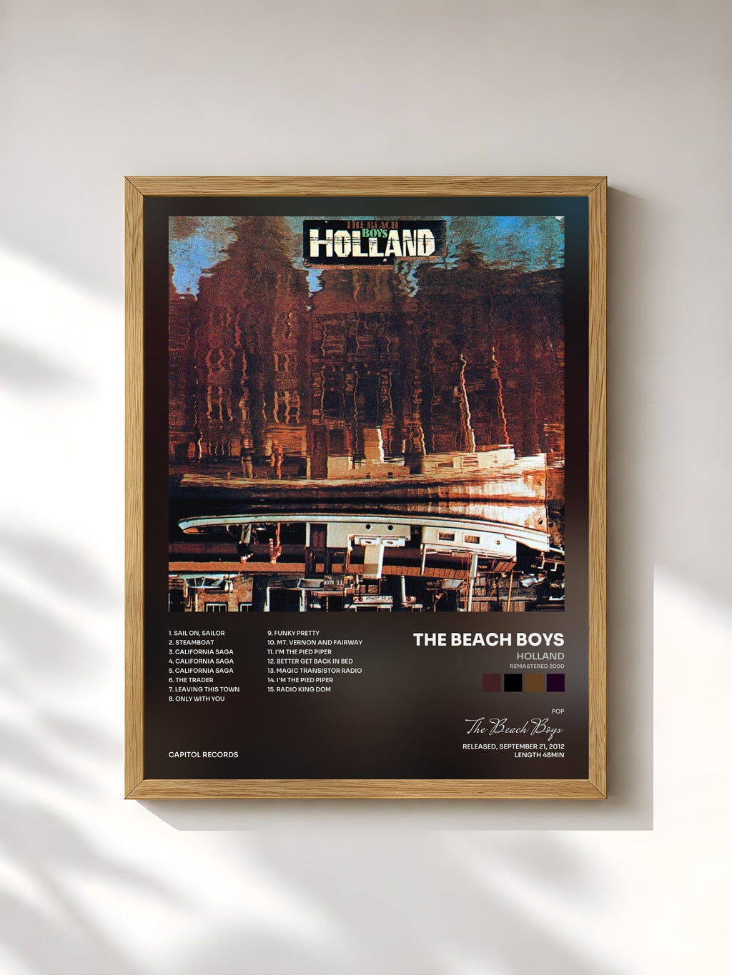 #bois Tableau de l'album Holland (Remastered 2000) de The Beach Boys, cadre en bois brut, imprimé et encadré en France