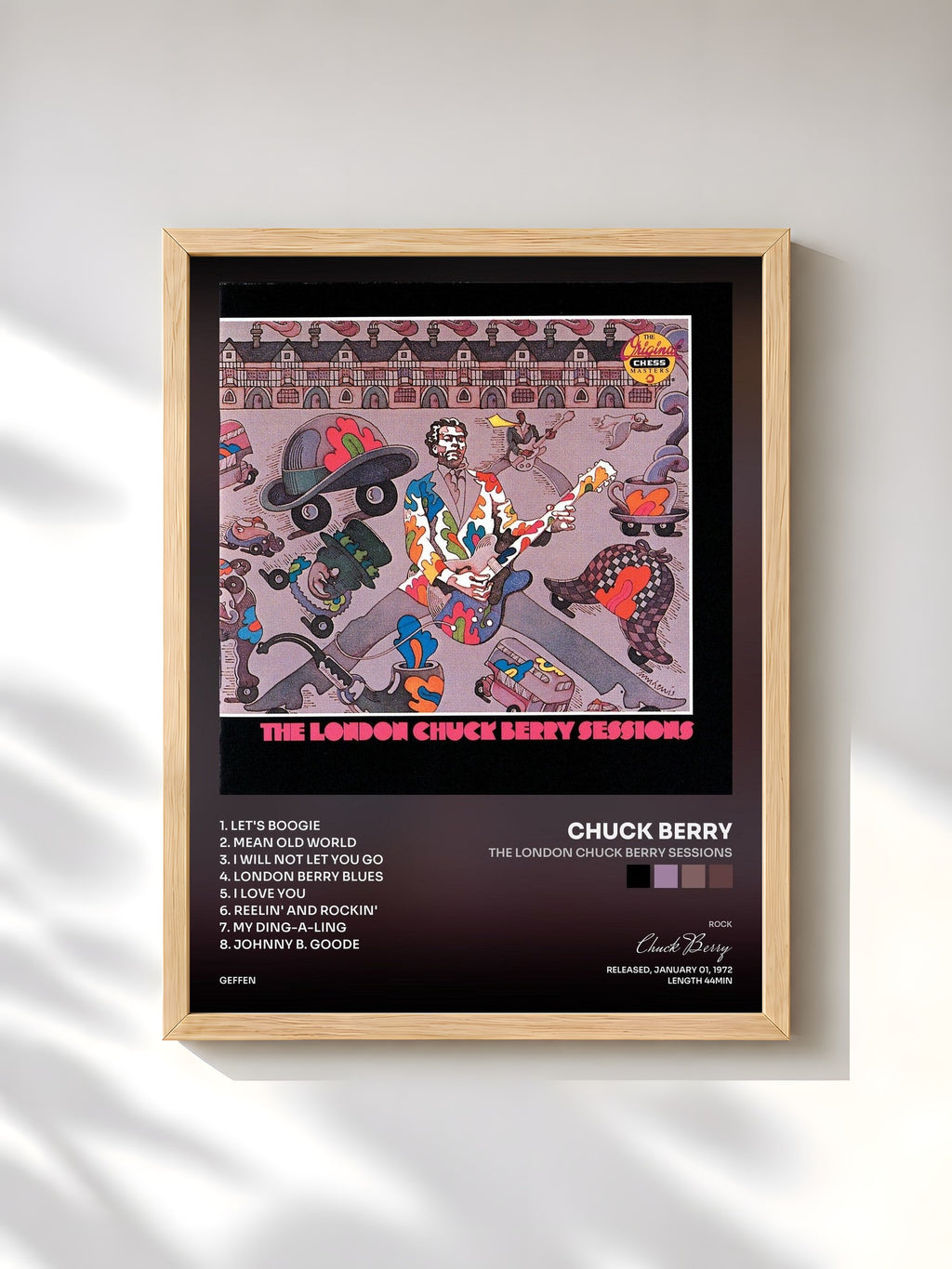 #bois Tableau de l'album The London Chuck Berry Sessions de Chuck Berry, cadre en bois brut, imprimé et encadré en France