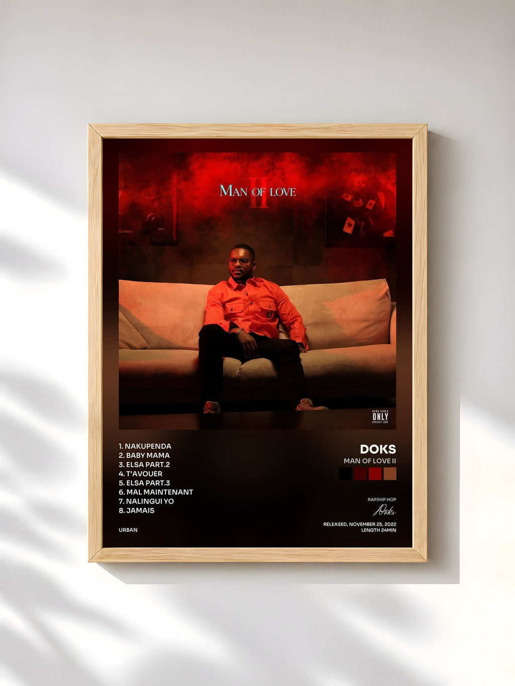 #bois Tableau de l'album Man Of Love II de Doks, cadre en bois brut, imprimé et encadré en France