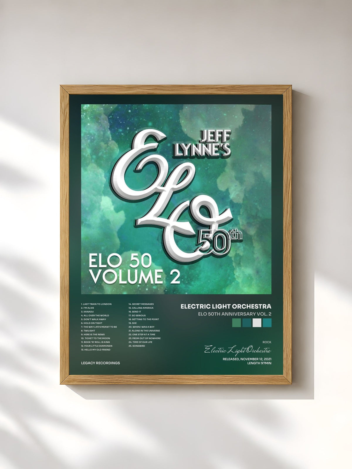 #bois Tableau de l'album ELO 50th Anniversary Vol. 2 de Electric Light Orchestra, cadre en bois brut, imprimé et encadré en France