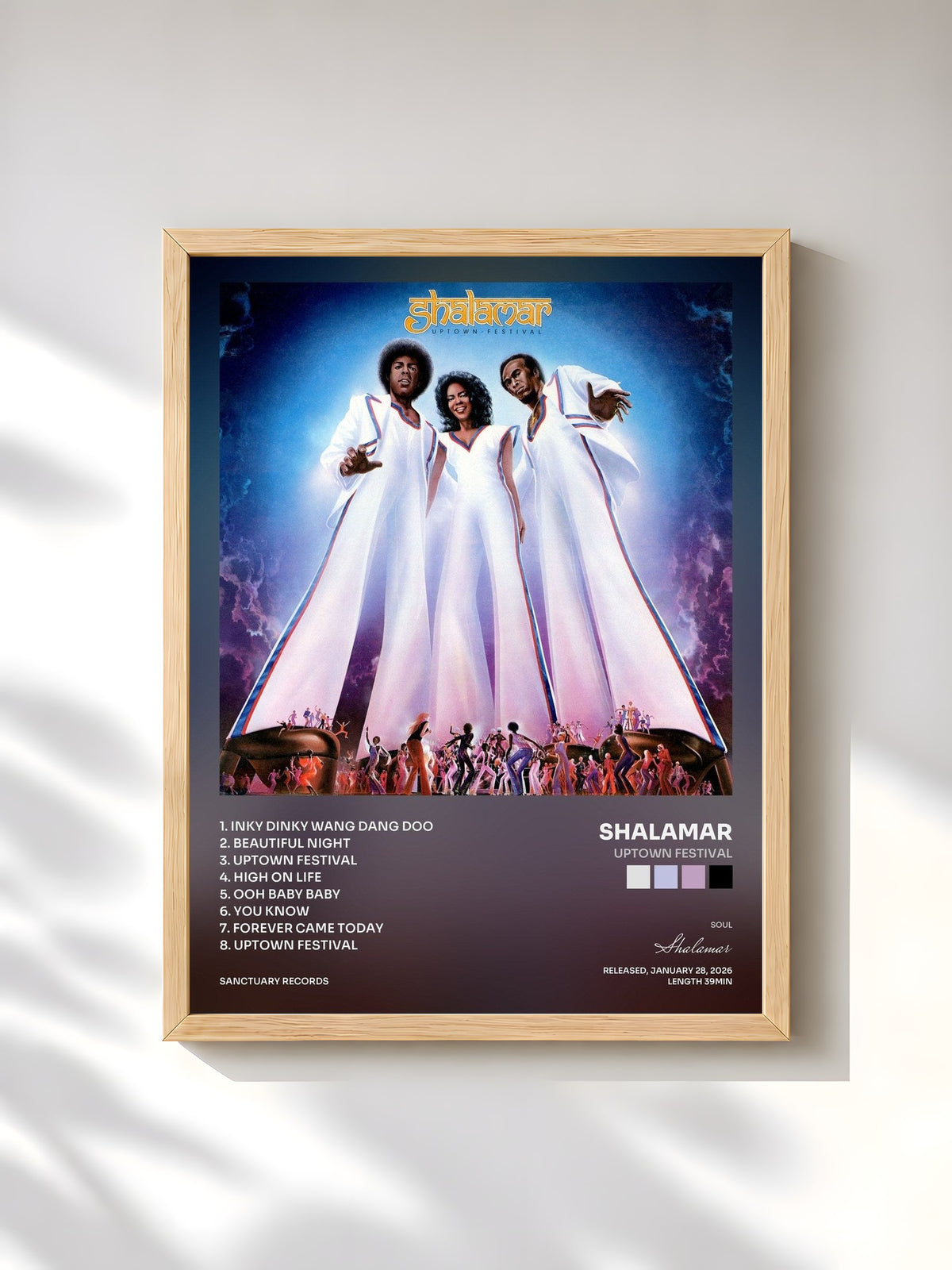 #bois Tableau de l'album Uptown Festival de Shalamar, cadre en bois brut, imprimé et encadré en France