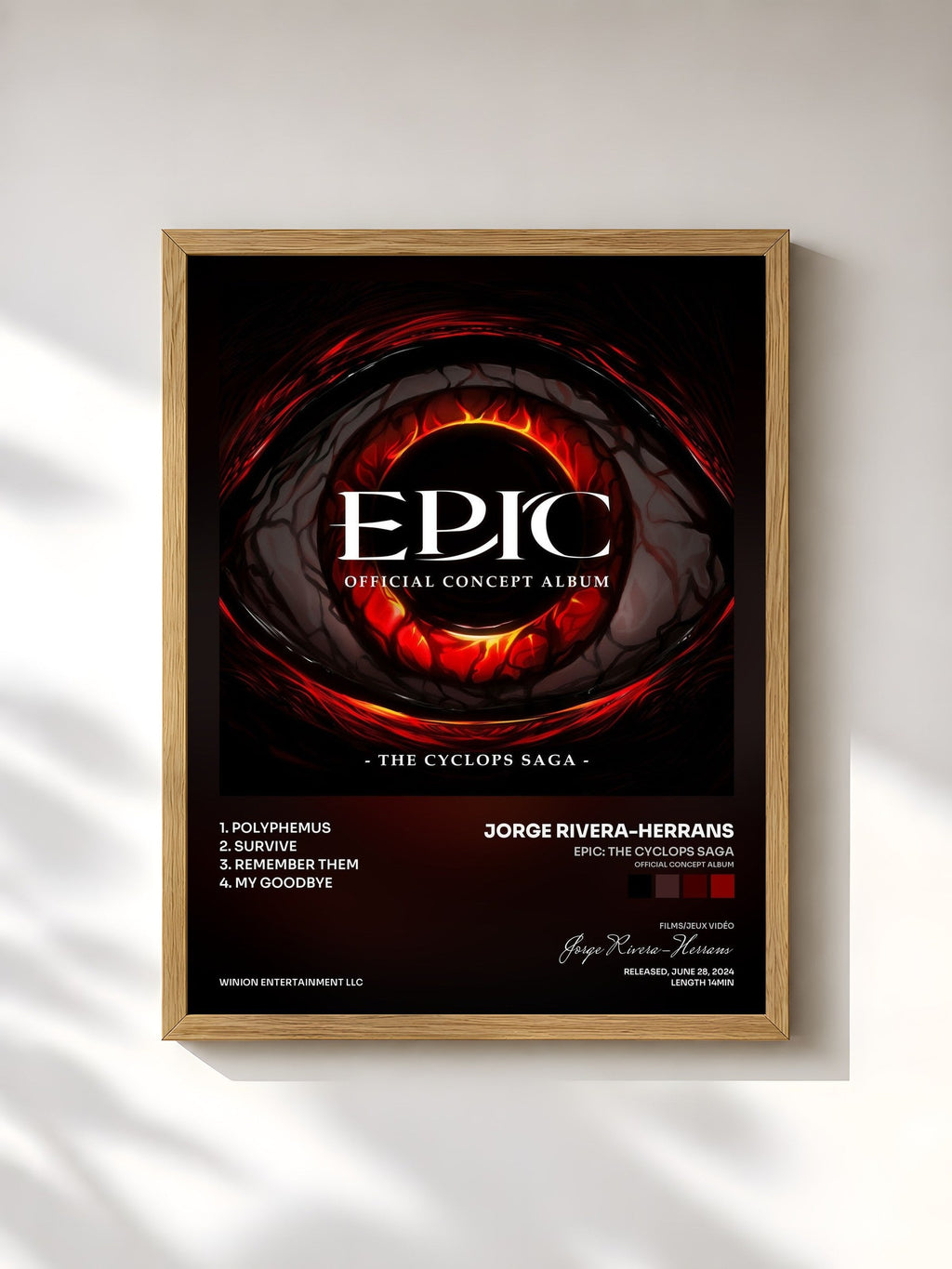 #bois Tableau de l'album EPIC: The Cyclops Saga (Official Concept Album) de Jorge Rivera-Herrans, cadre en bois brut, imprimé et encadré en France