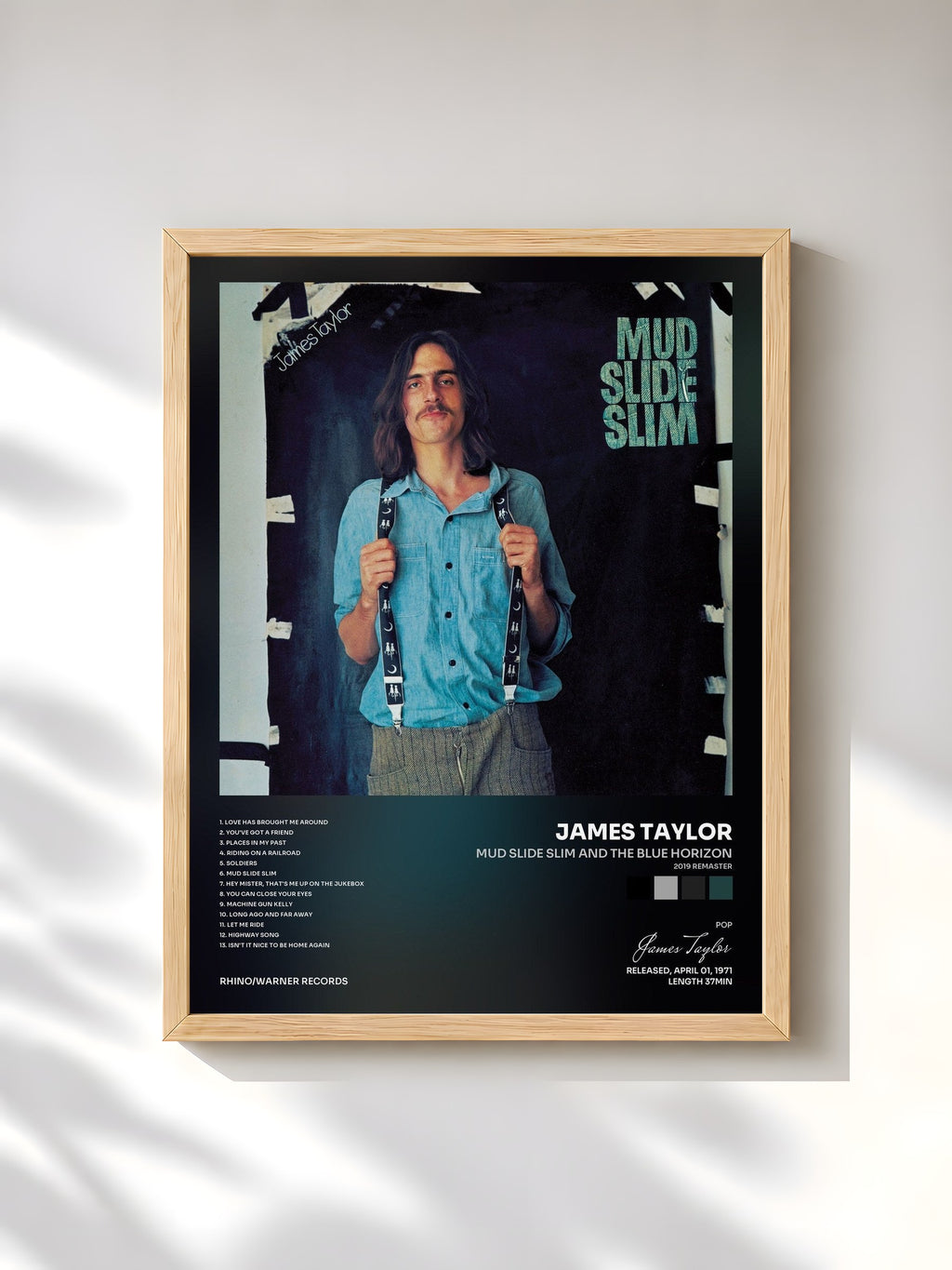 #bois Tableau de l'album Mud Slide Slim and the Blue Horizon (2019 Remaster) de James Taylor, cadre en bois brut, imprimé et encadré en France