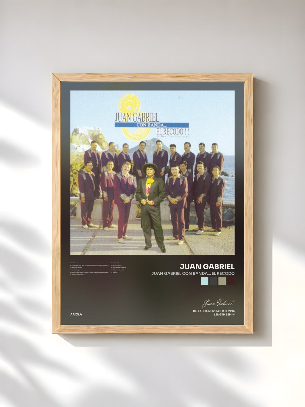 #bois Tableau de l'album Juan Gabriel Con Banda... El Recodo de Juan Gabriel, cadre en bois brut, imprimé et encadré en France