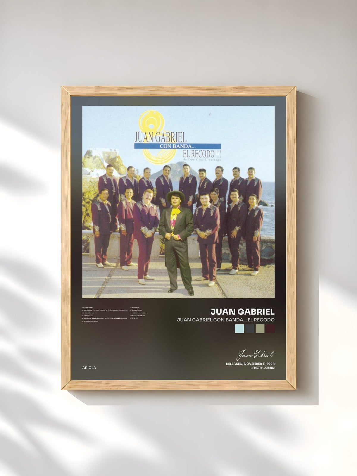 #bois Tableau de l'album Juan Gabriel Con Banda... El Recodo de Juan Gabriel, cadre en bois brut, imprimé et encadré en France