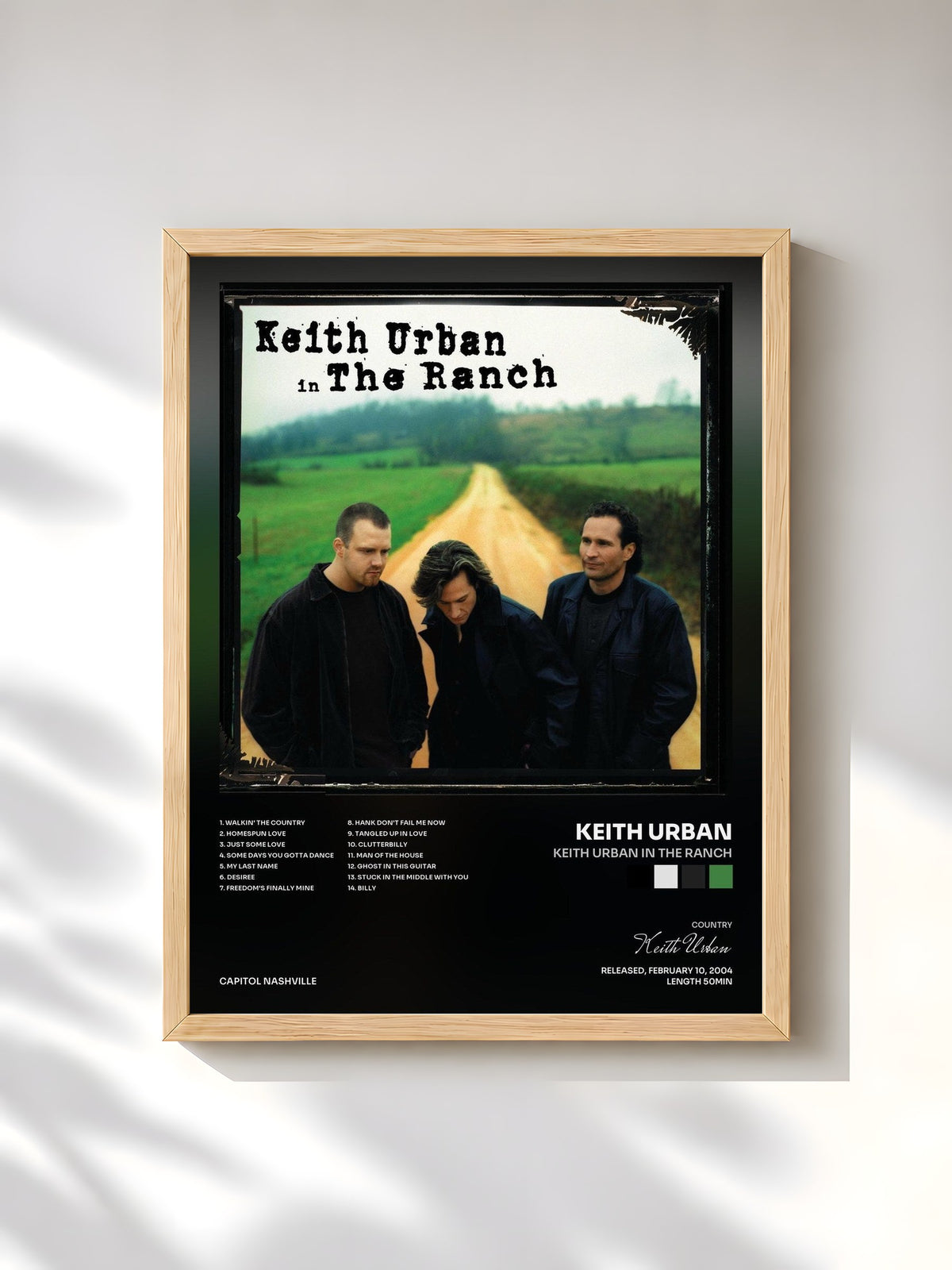 #bois Tableau de l'album Keith Urban In The Ranch de Keith Urban, cadre en bois brut, imprimé et encadré en France