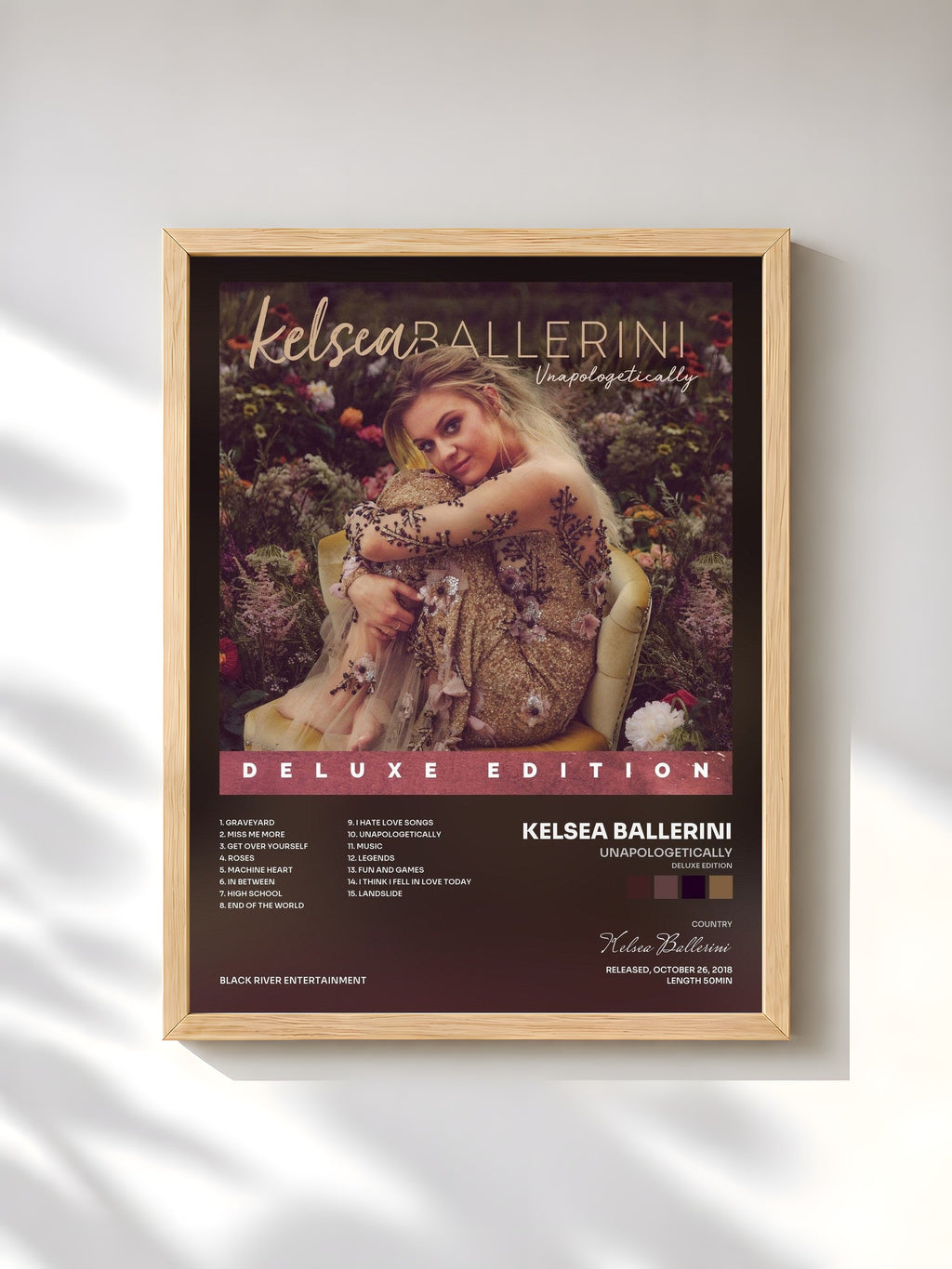 #bois Tableau de l'album Unapologetically (Deluxe Edition) de Kelsea Ballerini, cadre en bois brut, imprimé et encadré en France
