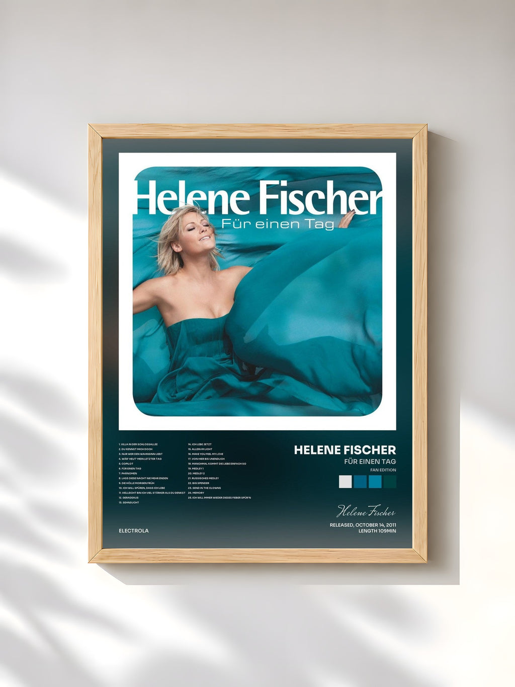 #bois Tableau de l'album Für einen Tag (Fan Edition) de Helene Fischer, cadre en bois brut, imprimé et encadré en France