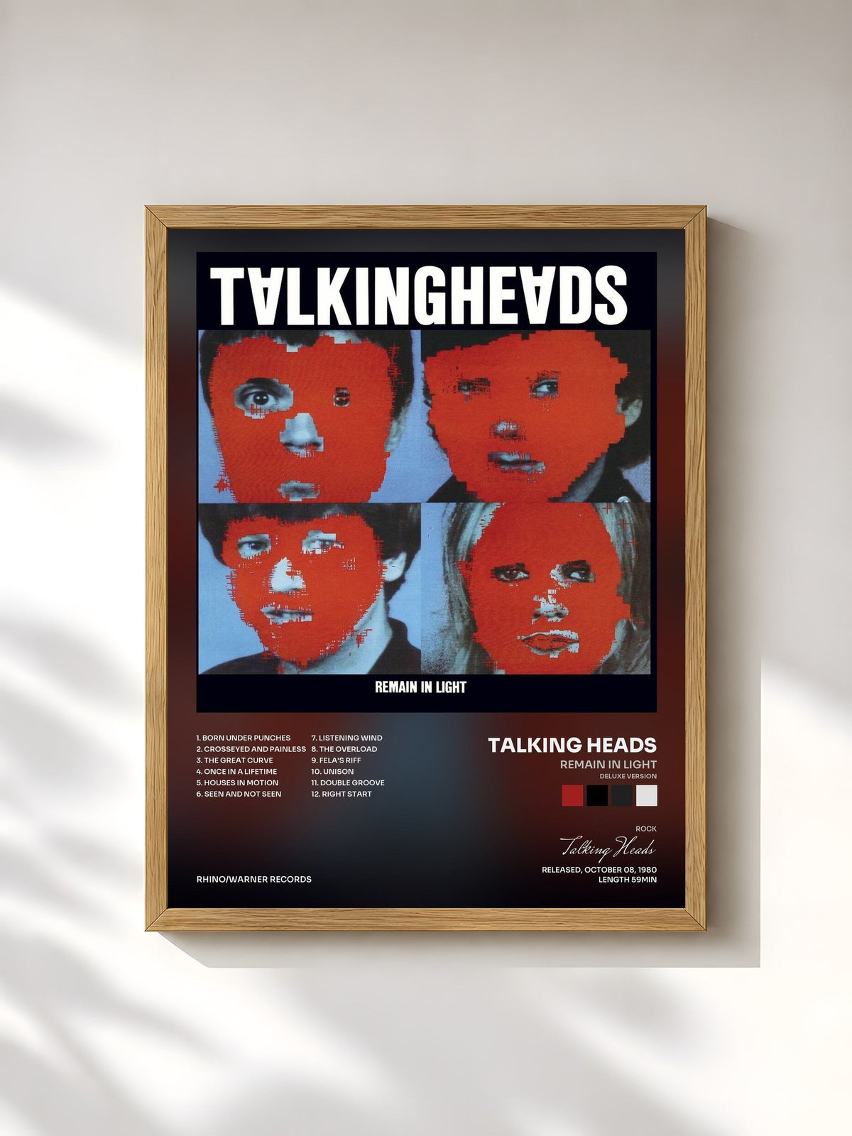 #bois Tableau de l'album Remain in Light (Deluxe Version) de Talking Heads, cadre en bois brut, imprimé et encadré en France