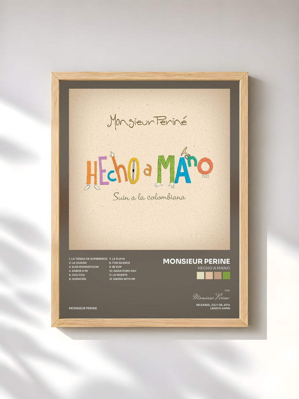 #bois Tableau de l'album Hecho a Mano de Monsieur Perine, cadre en bois brut, imprimé et encadré en France
