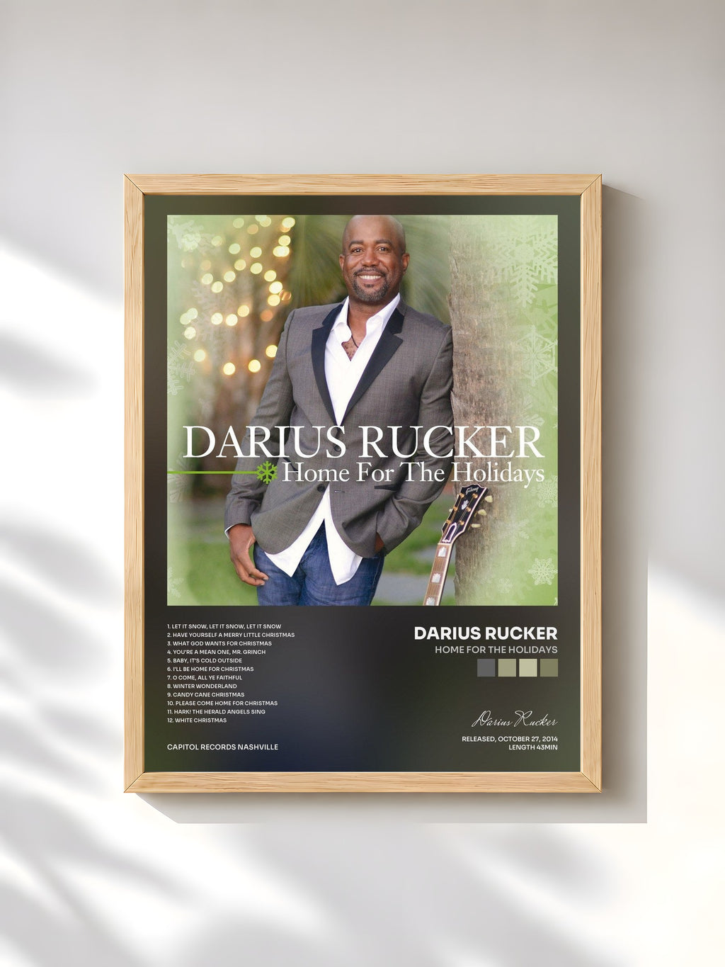 #bois Tableau de l'album Home For The Holidays de Darius Rucker, cadre en bois brut, imprimé et encadré en France