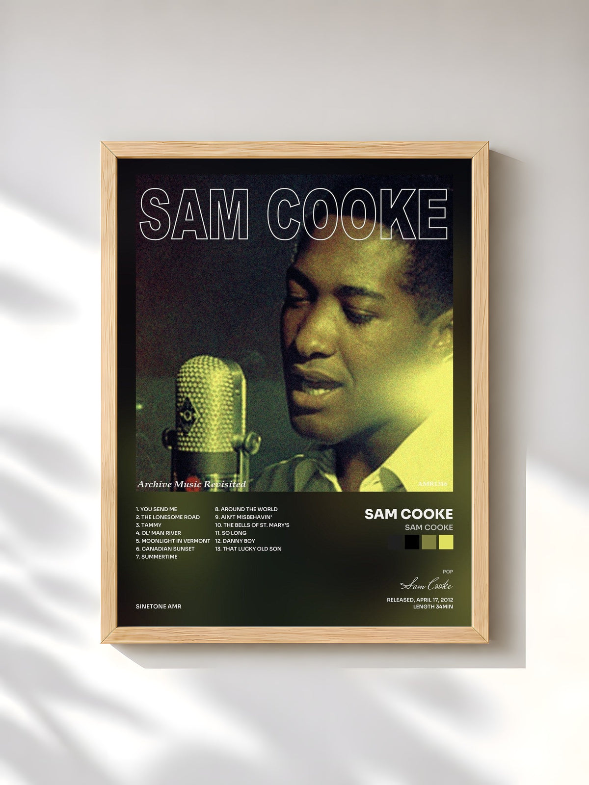 #bois Tableau de l'album Sam Cooke de Sam Cooke, cadre en bois brut, imprimé et encadré en France