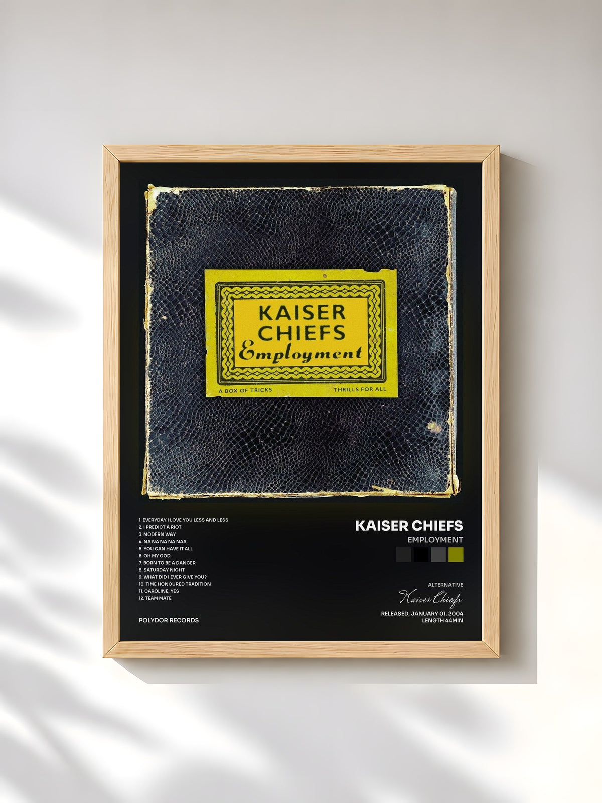 #bois Tableau de l'album Employment de Kaiser Chiefs, cadre en bois brut, imprimé et encadré en France