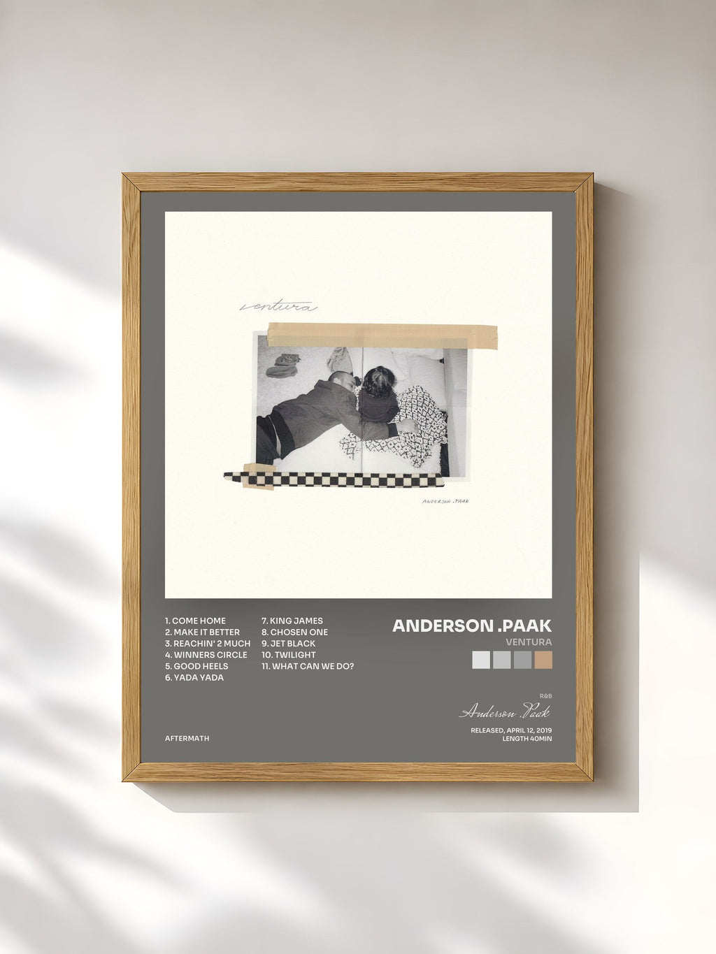 #bois Tableau de l'album Ventura de Anderson .Paak, cadre en bois brut, imprimé et encadré en France